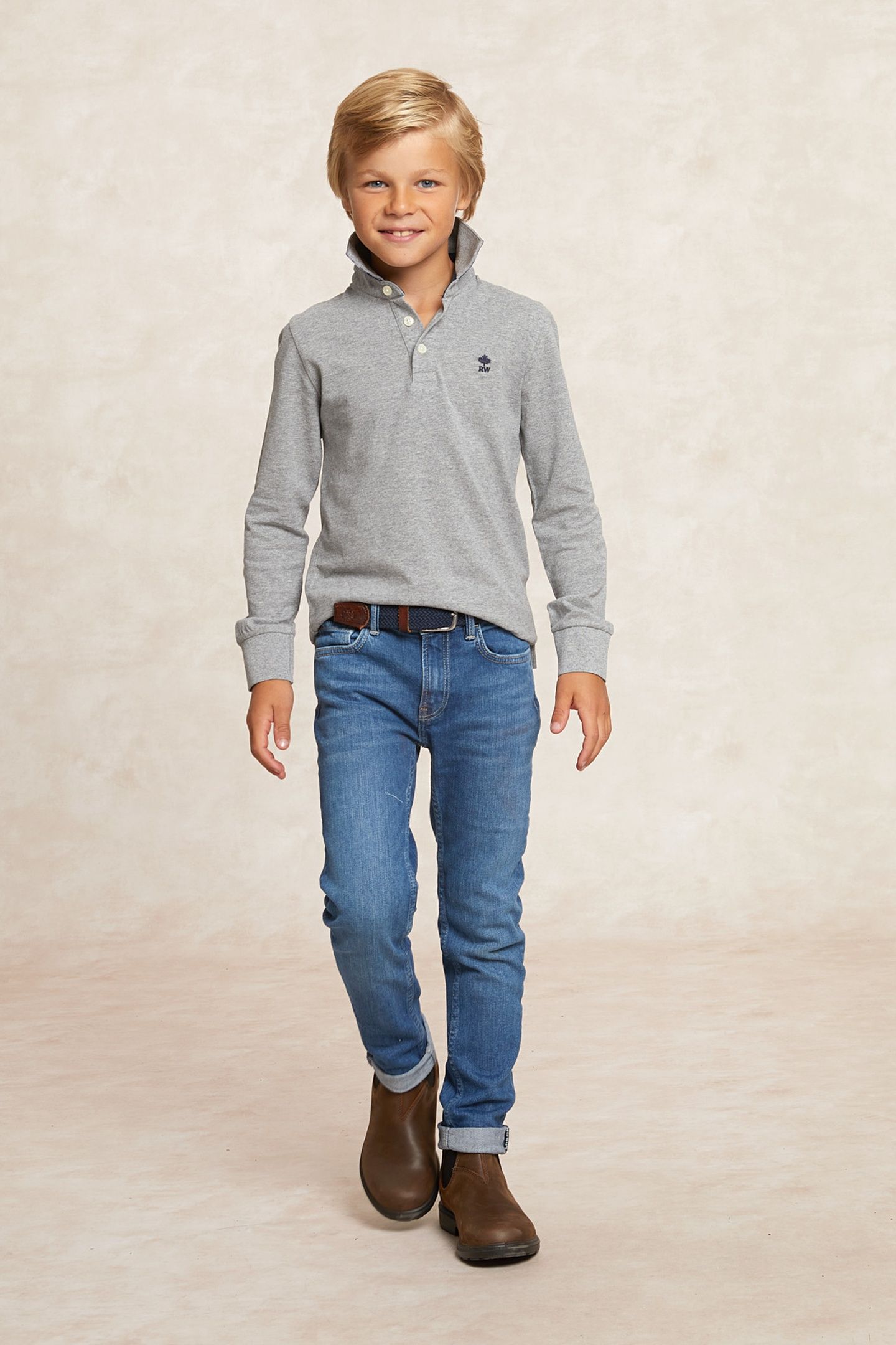 CUSTOM FIT COTTON POLO MID GREY MIX 1