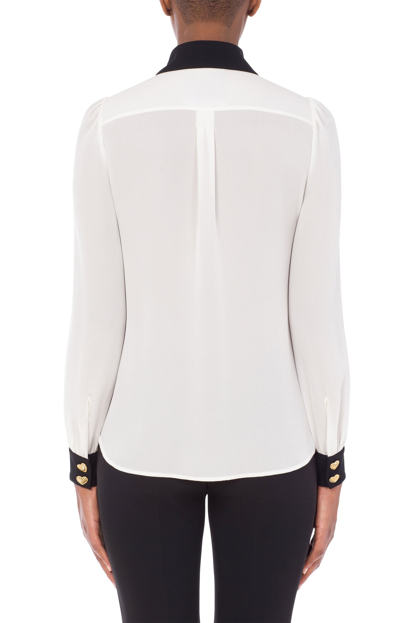 HEART BUTTONS SILK CHARMEUSE SHIRT WHITE 2