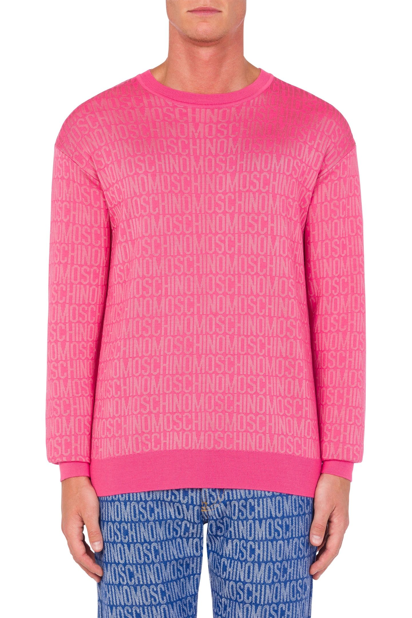 ALLOVER LOGO JACQUARD WOOL PULLOVER PINK 1