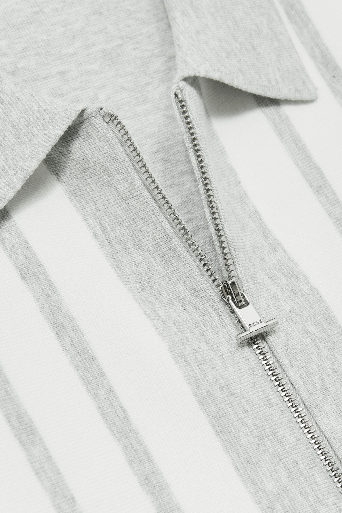 LS ZIP THROUGH STRIPE KNITTED JACKET GREY MELANGE/WHITE 5