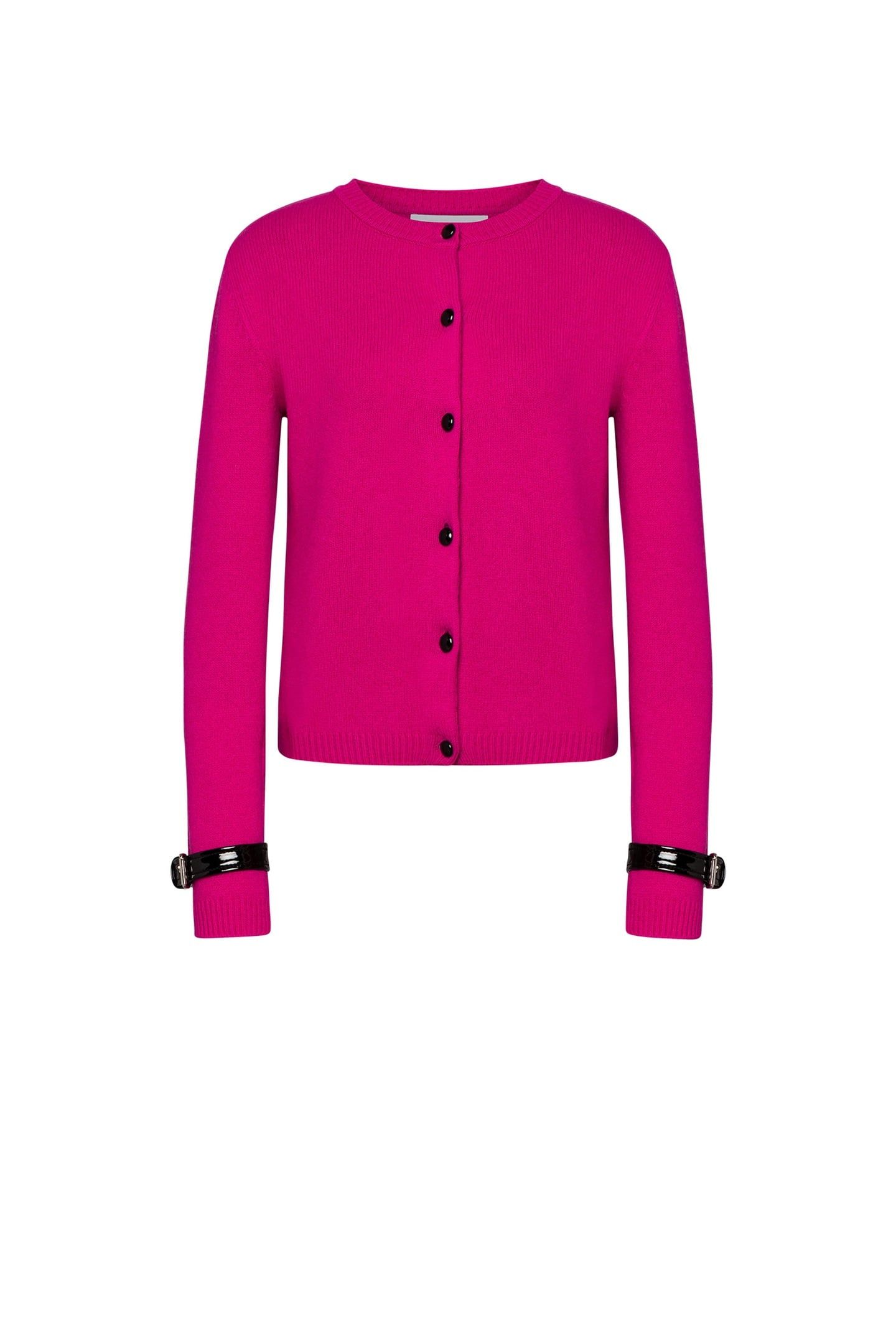 BONDAGE BUCKLE RECYCLED CASHMERE CARDIGAN FUCSIA 3