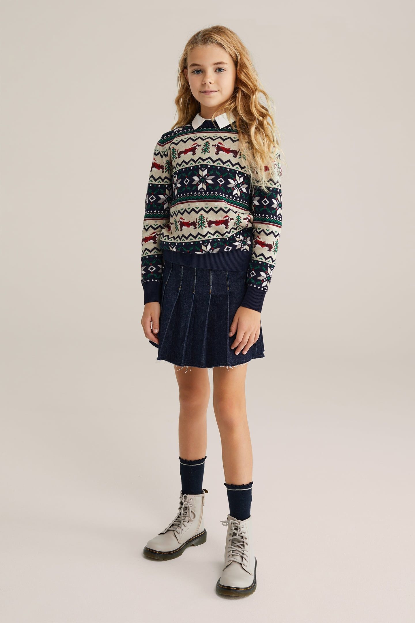 KNITTED PULLOVER NAVY BLUE 1