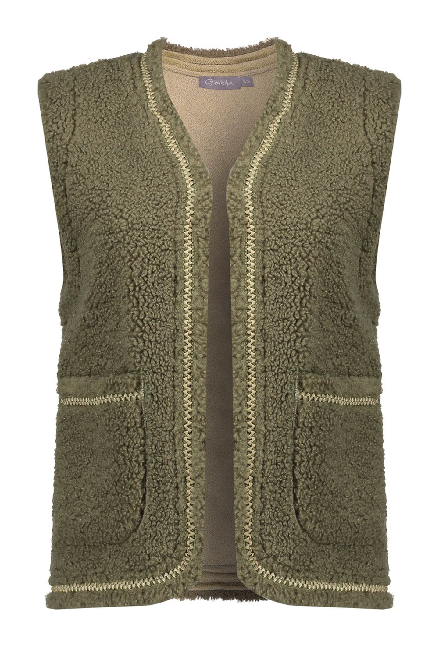 GILET TEDDY EMBROIDERY DARK GREEN/TAPE DARK GREEN 1
