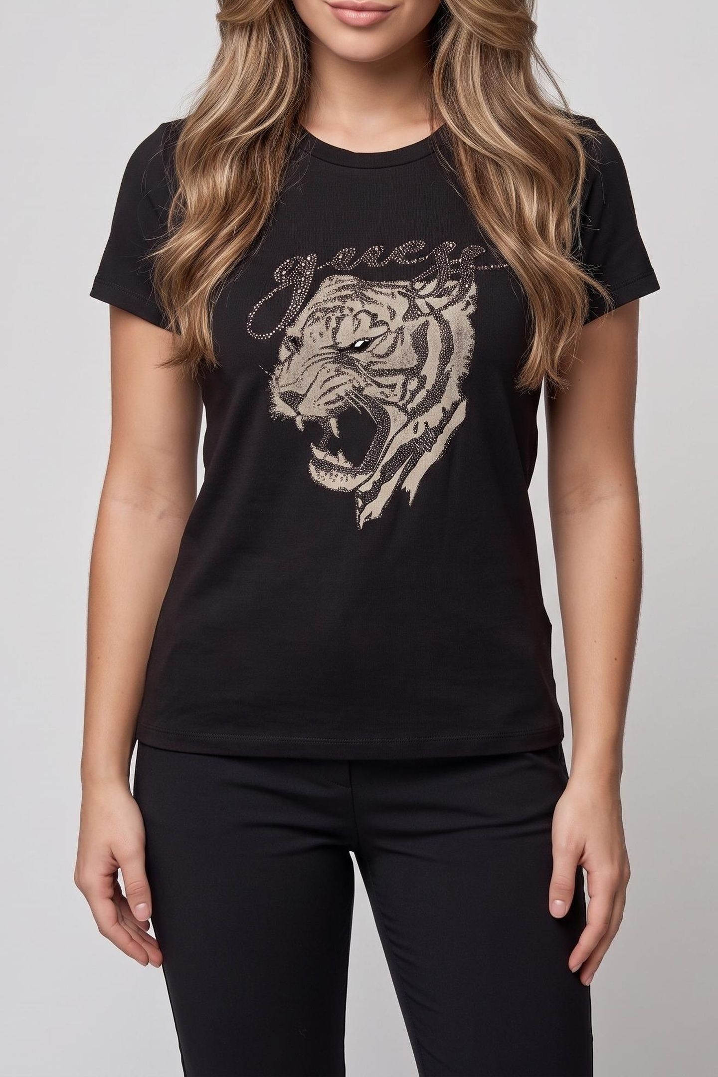 SS GUESS TIGER FACE JET BLACK A996 1