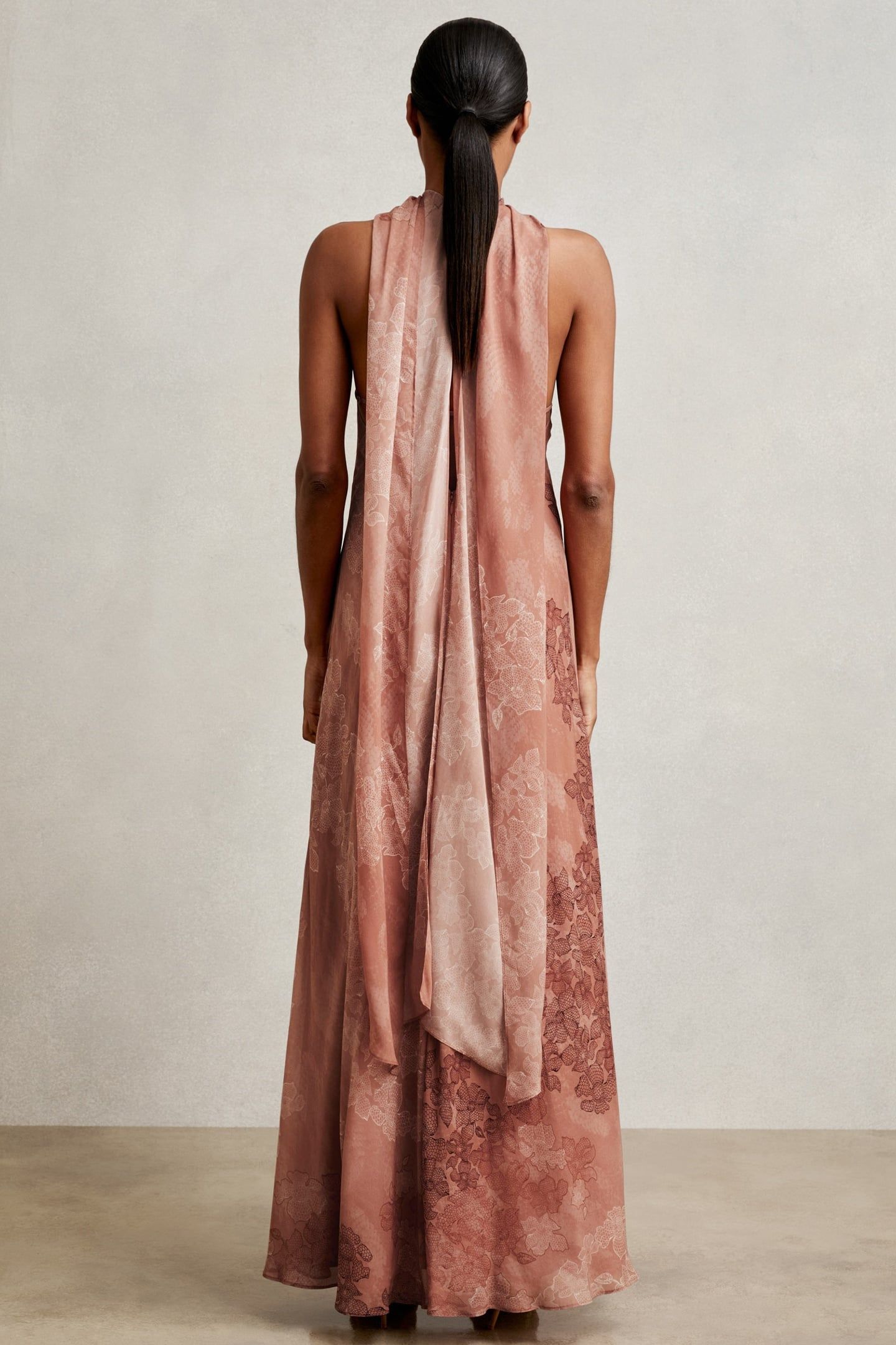 PRINTED SCARF DRESS PALE PINK 2