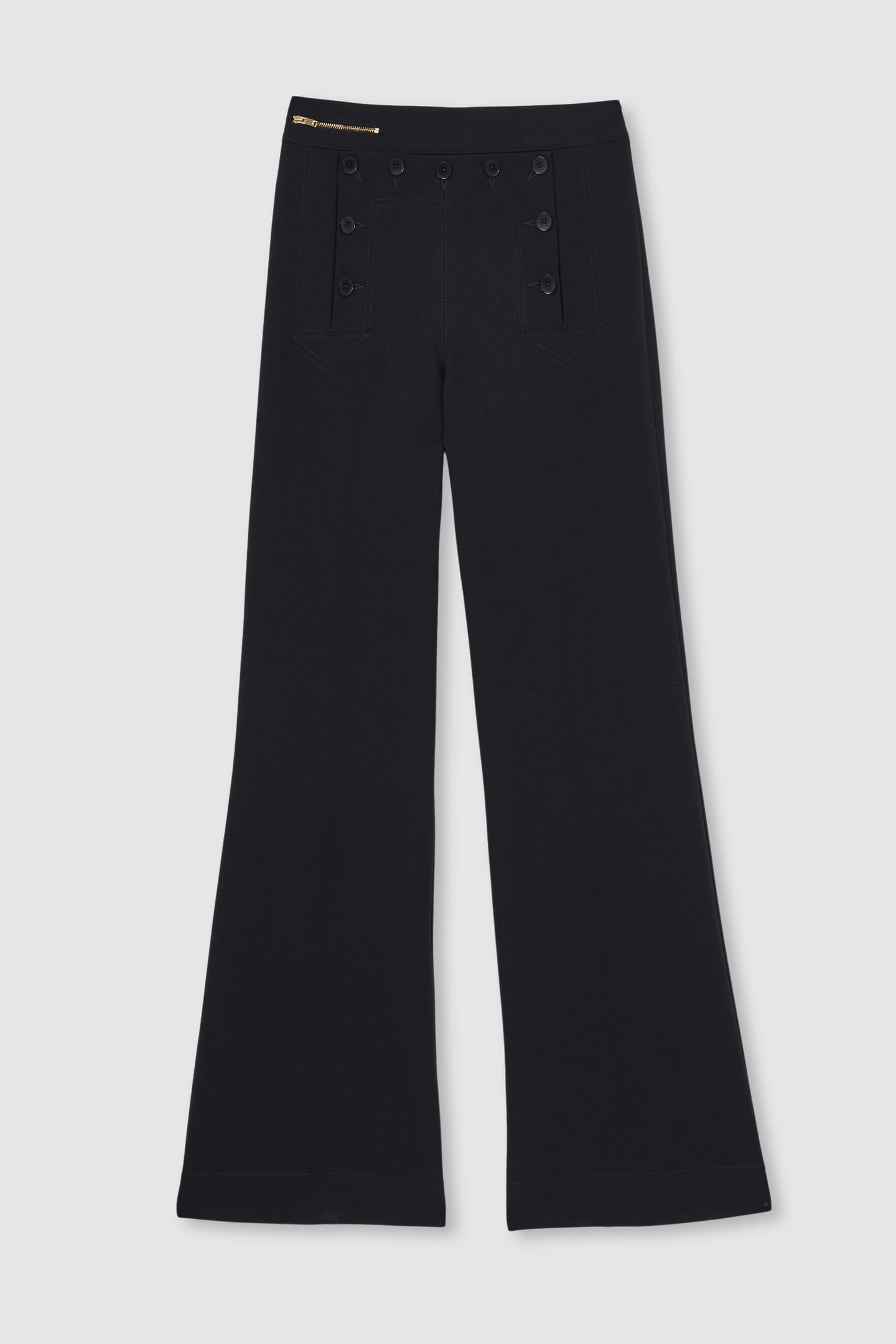 WIDE LEG BUTTON BETAIL TROUSER NAVY 4