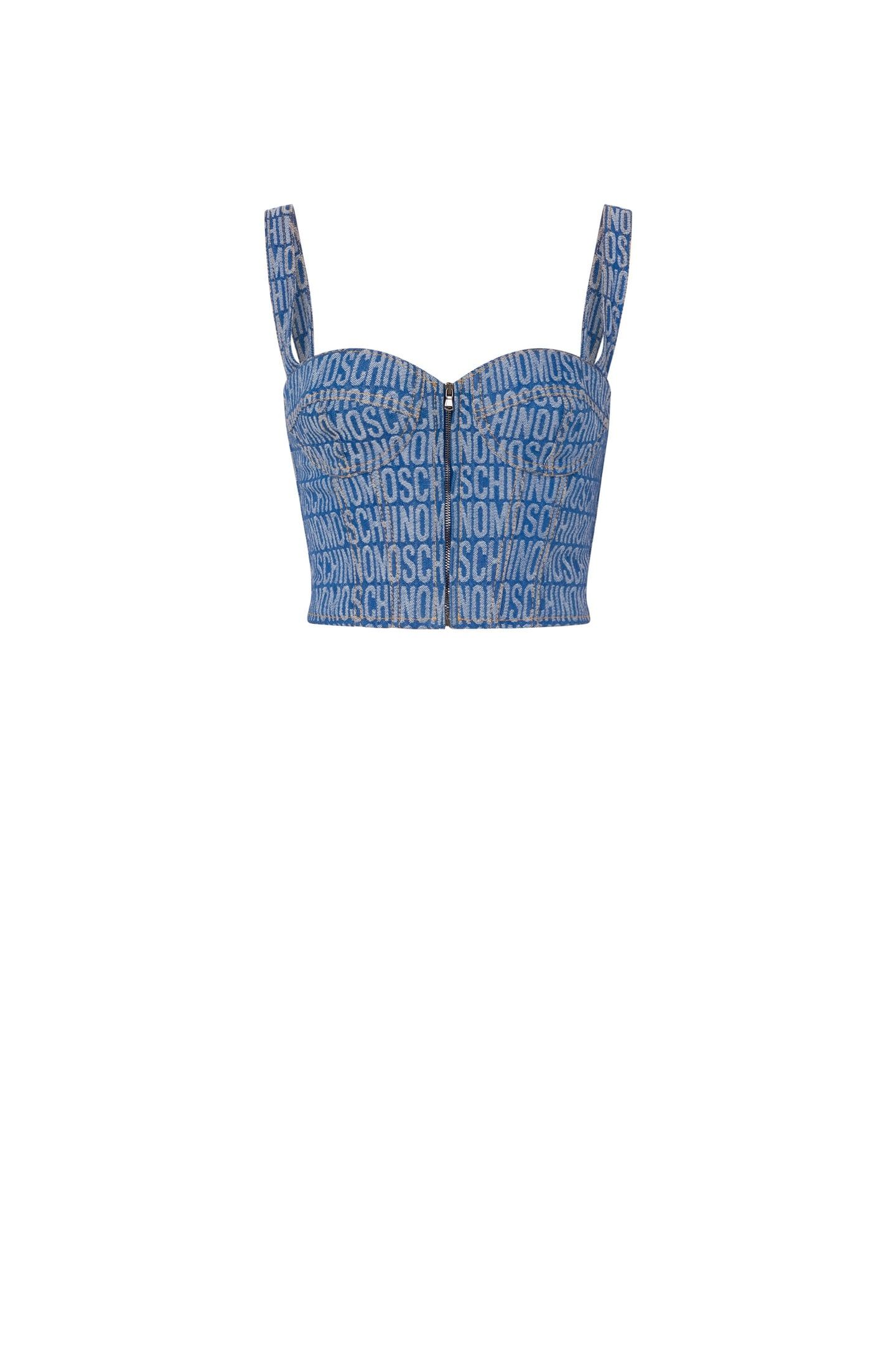 CROP TOP IN DENIM ALLOVER LOGO BLUE 3