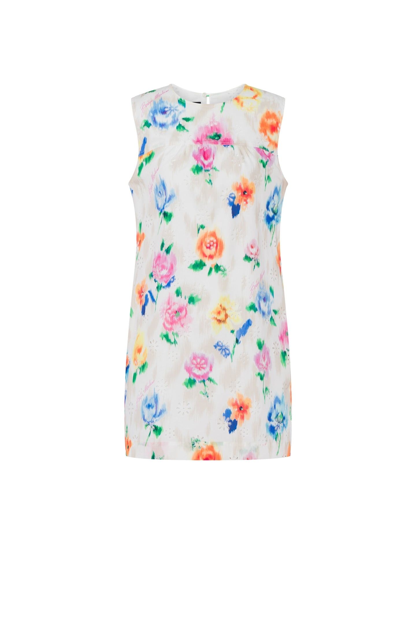 SHORT DRESS IN BRODERIE ANGLAISE FLOWER CHINÉ WHITE 3