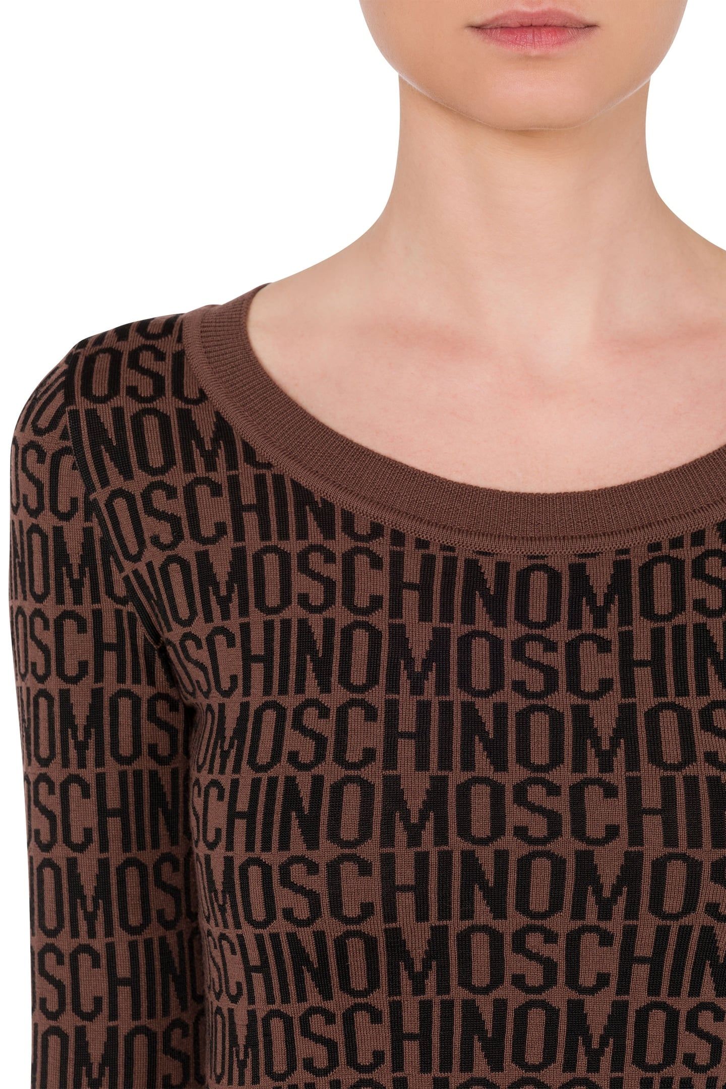 ALLOVER LOGO WOOL CROPPED PULLOVER BROWN 4