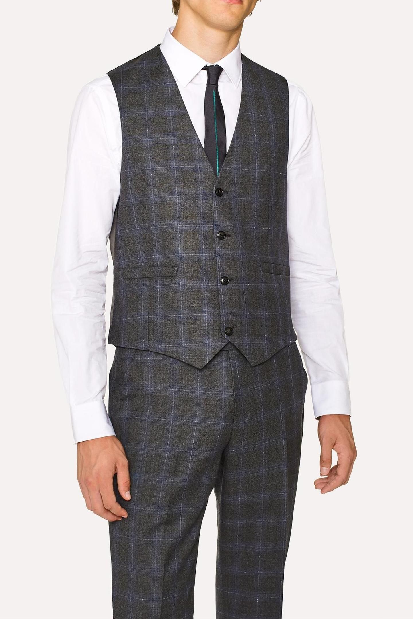 GENTS TAILORED FIT 3PCE 2 BUTTON SUIT GREY MELANGE 4