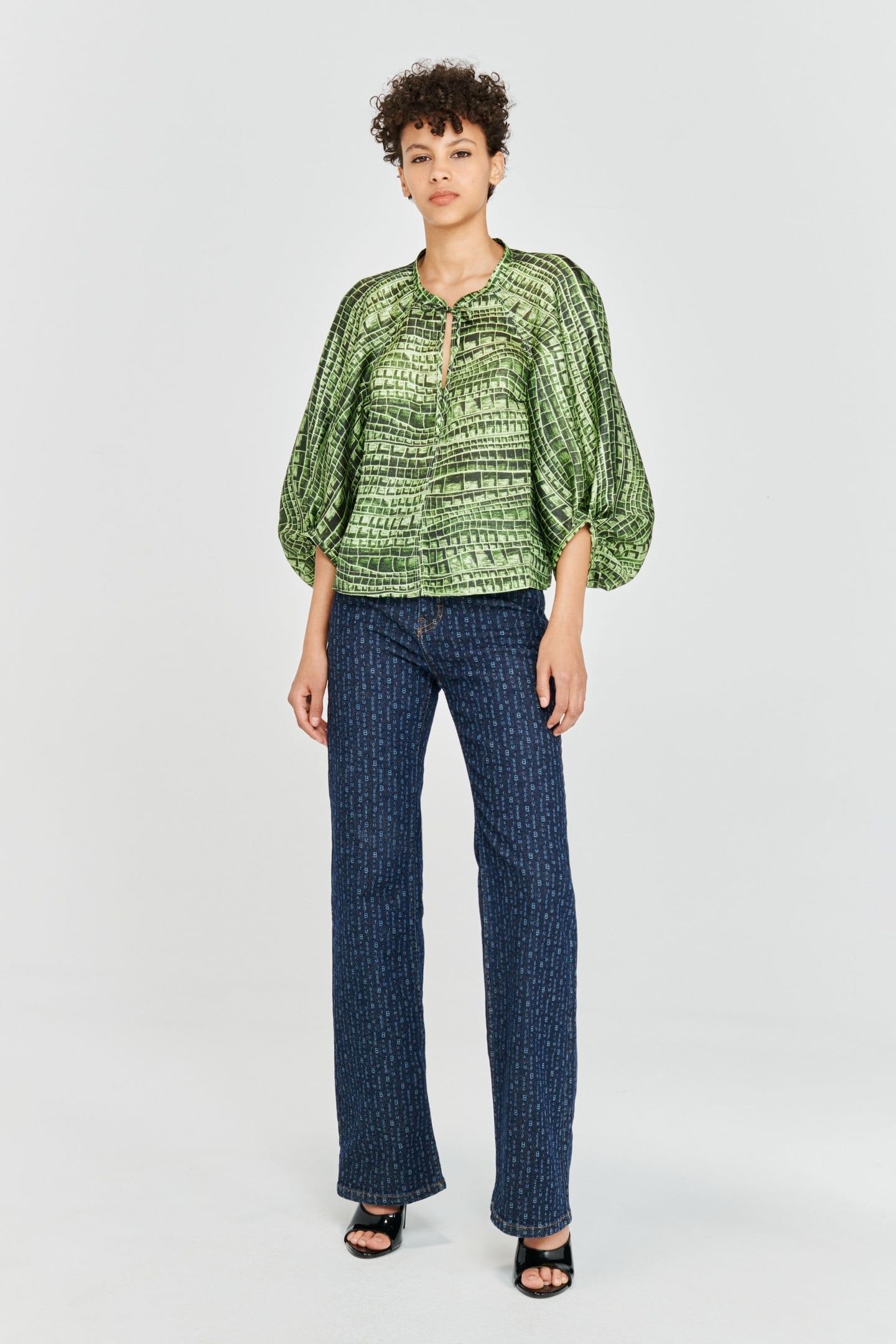 MARTHA BLOUSE GREEN REPTILE 1