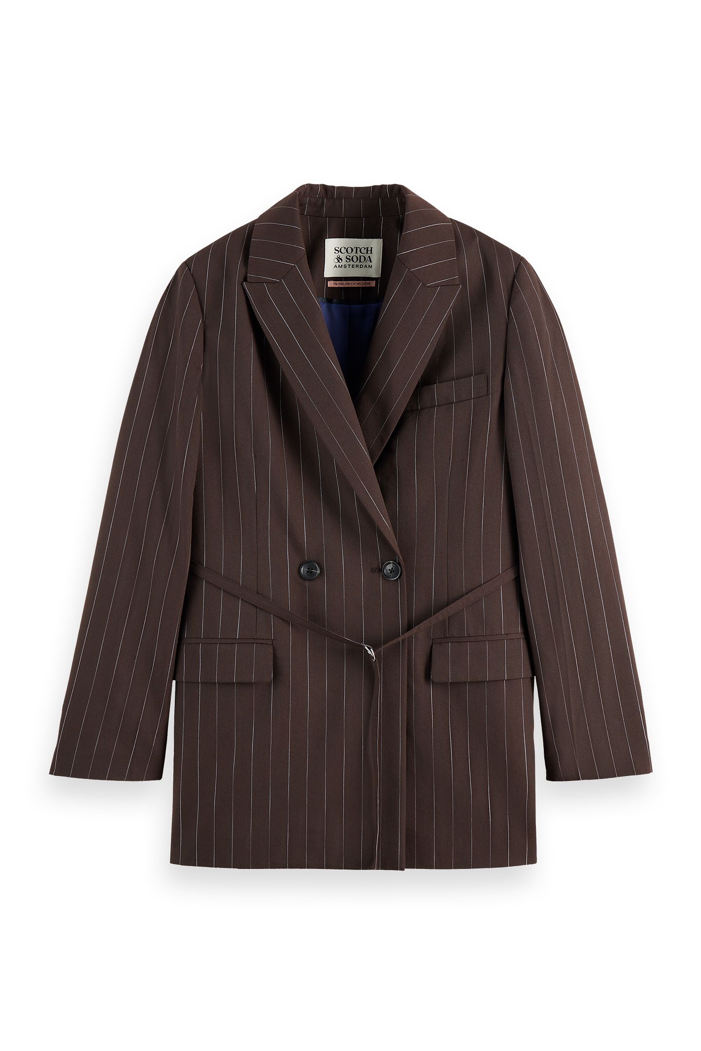 DOUBLE BREASTED LUREX PINSTRIPE BLAZER CHOCOLATE PLUM 4