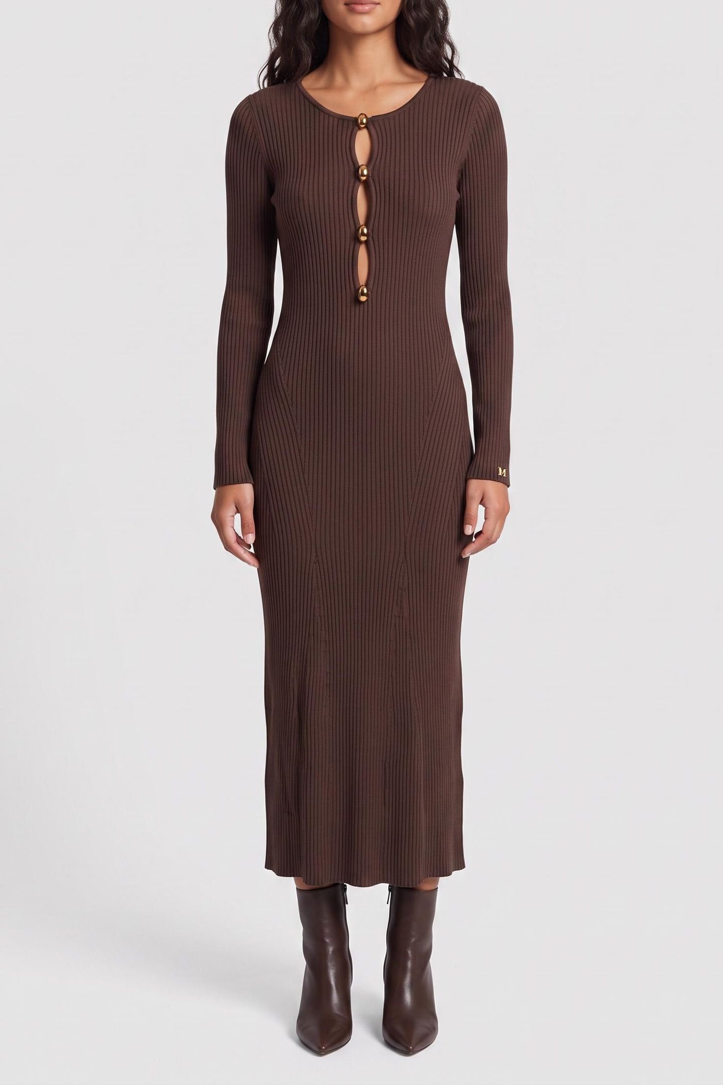 AGATHE RIBBED LS MID CHOCOLATE BROWNIE 1