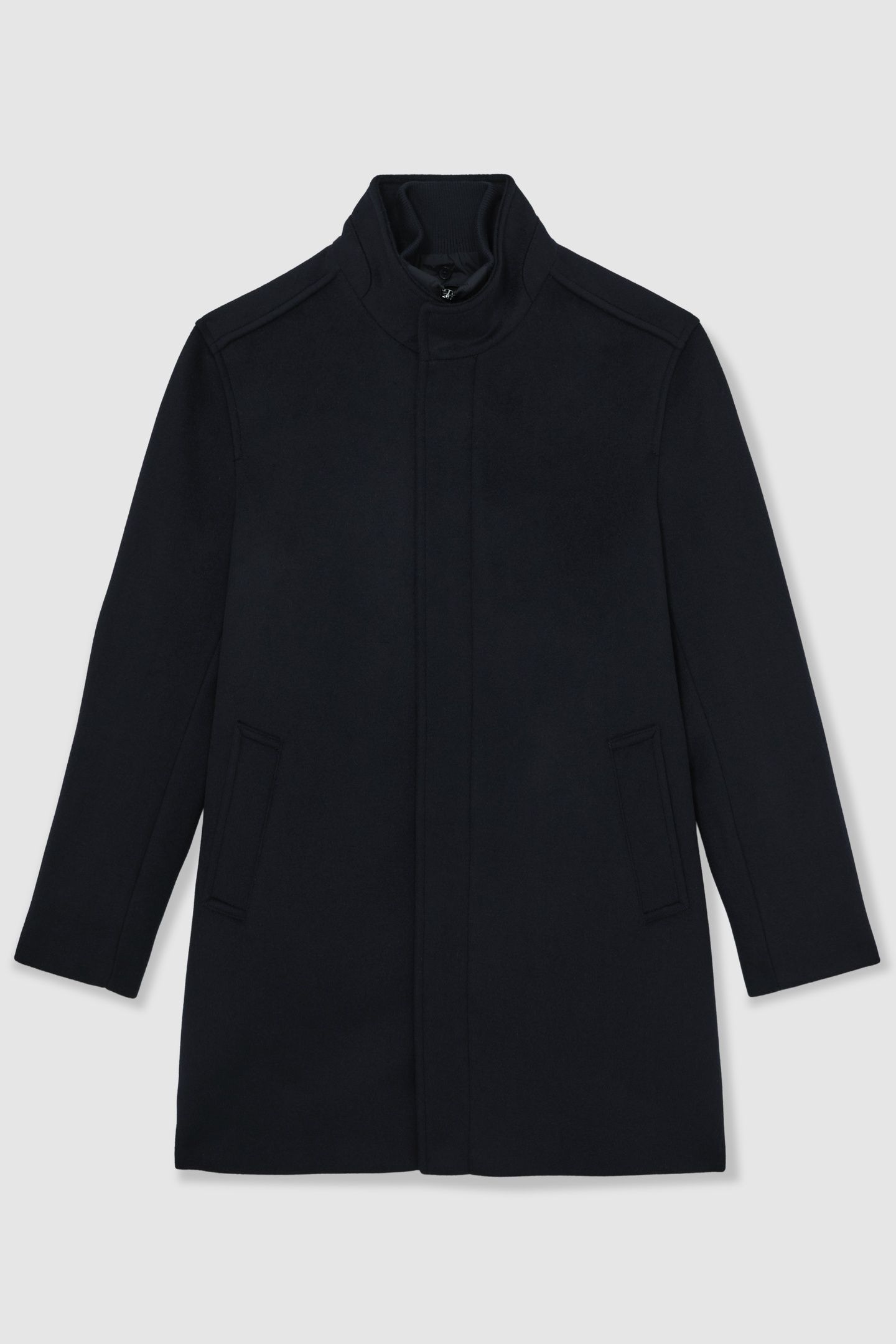 WOOL GILET INSERT FUNNEL NECK COAT NAVY 4