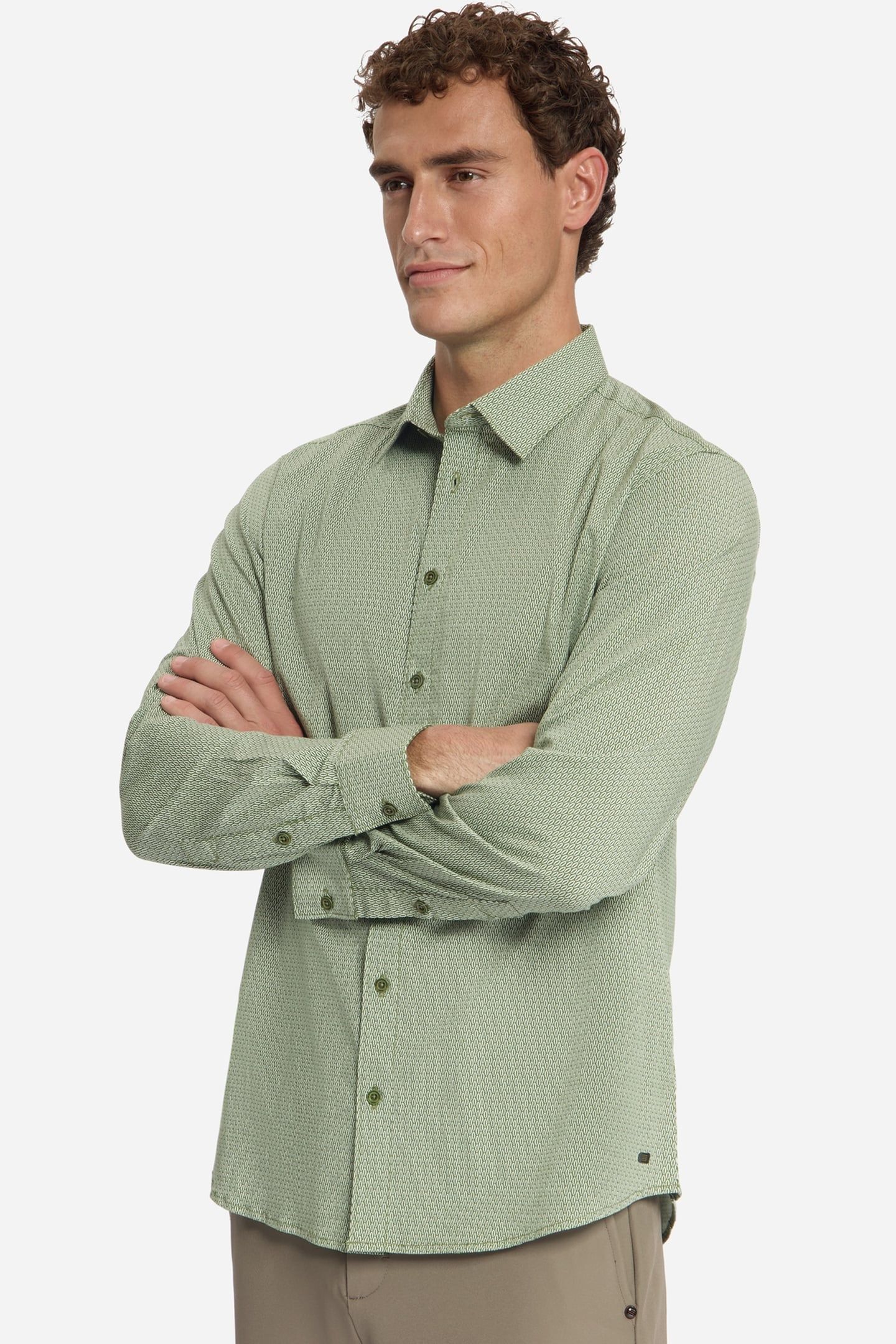 SHIRT STRETCH ALLOVER PRINTED MOSS 1