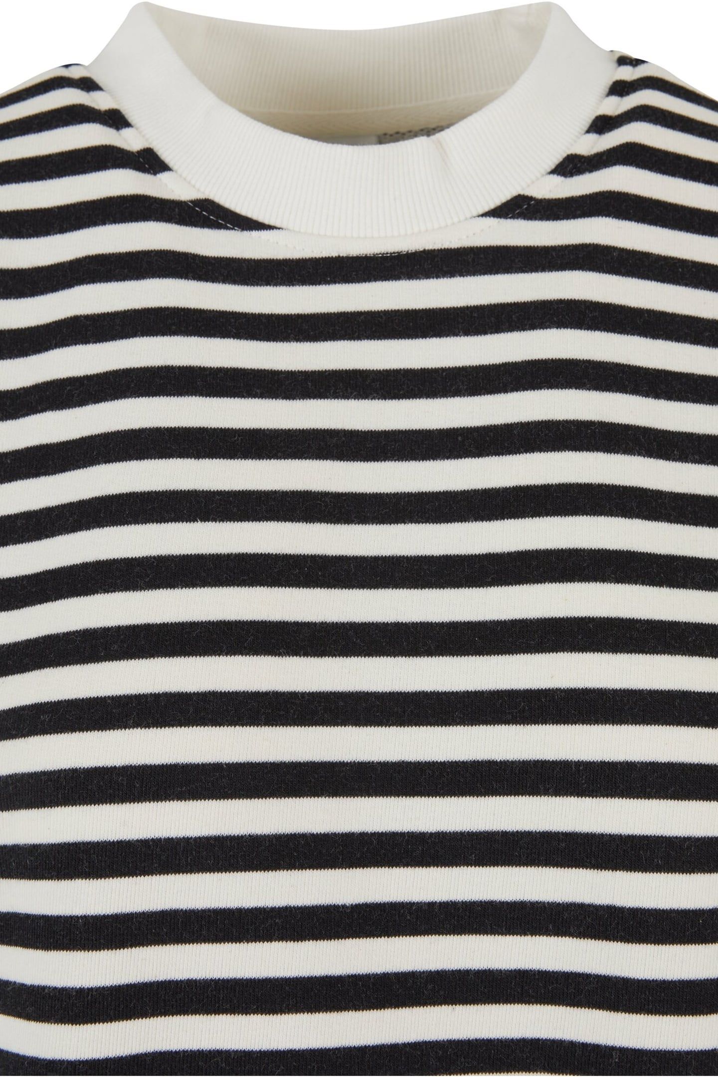 LADIES OVERSIZED STRIPED CREWNECK BLACK/WHITESAND 7