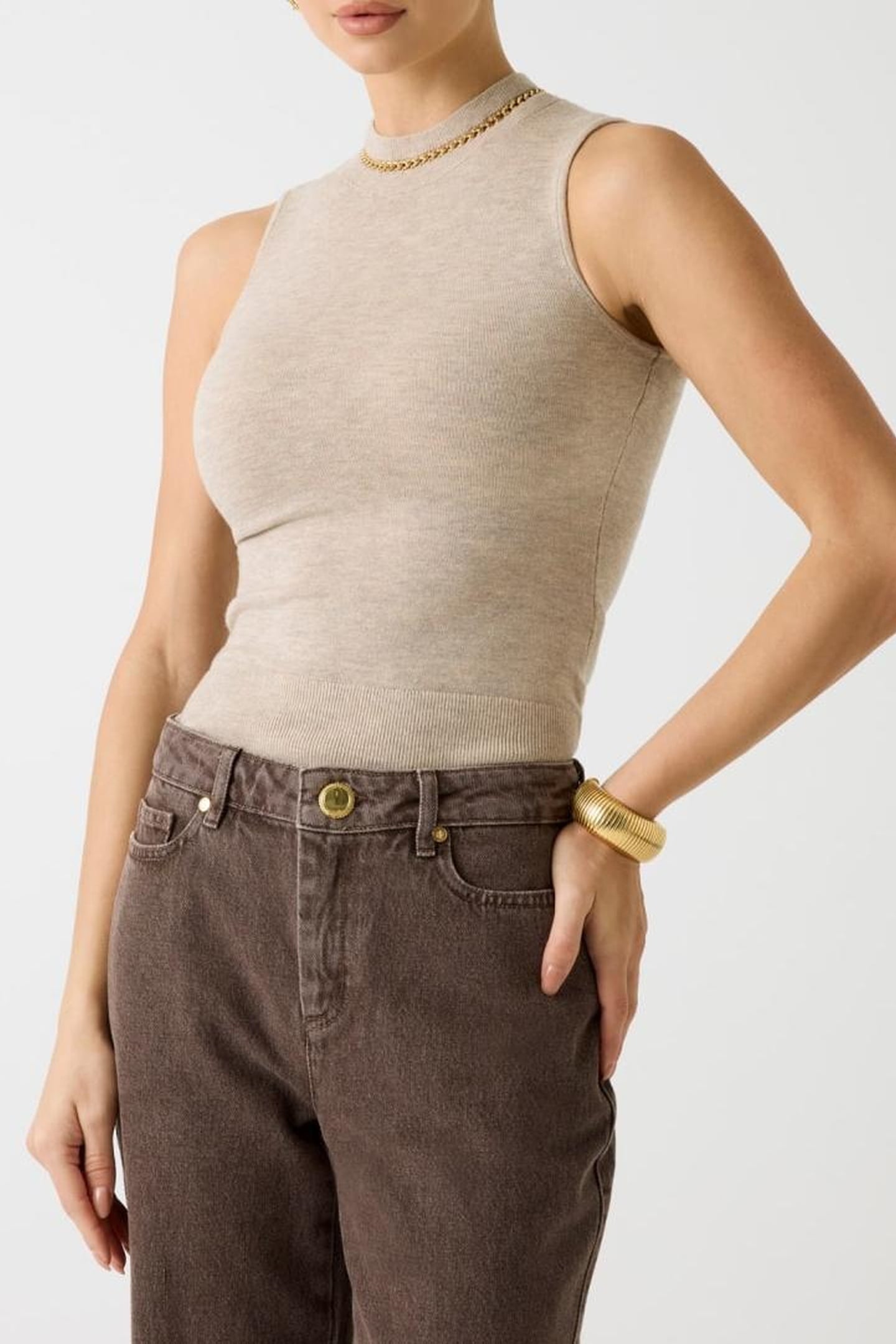 ABEL CN SL TOP CHAIN VELVET TAUPE MULTI 1