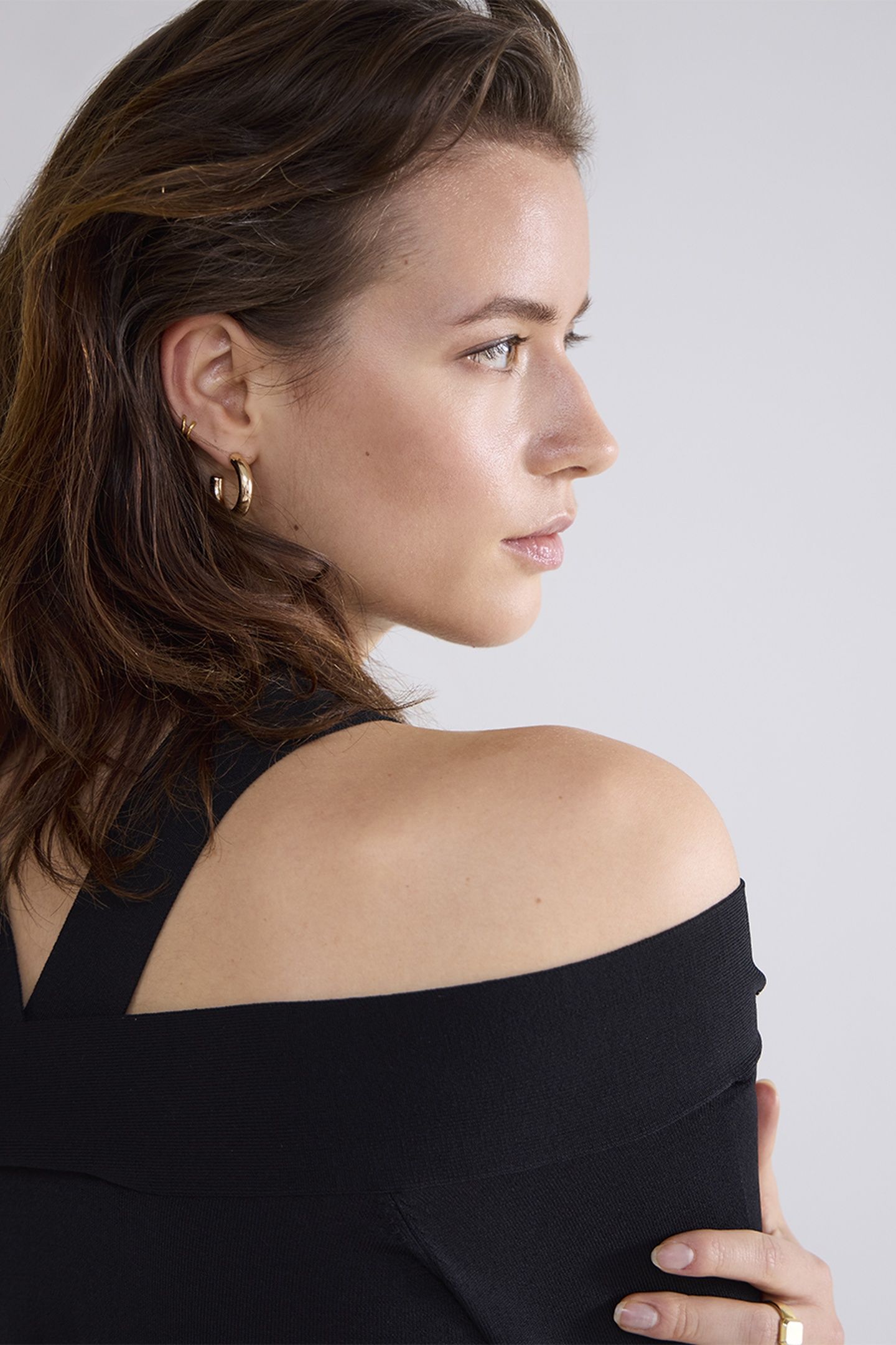 BARE SHOULDER TOP DULL VISCOSE POLYAMIDE KNIT BLACK 4