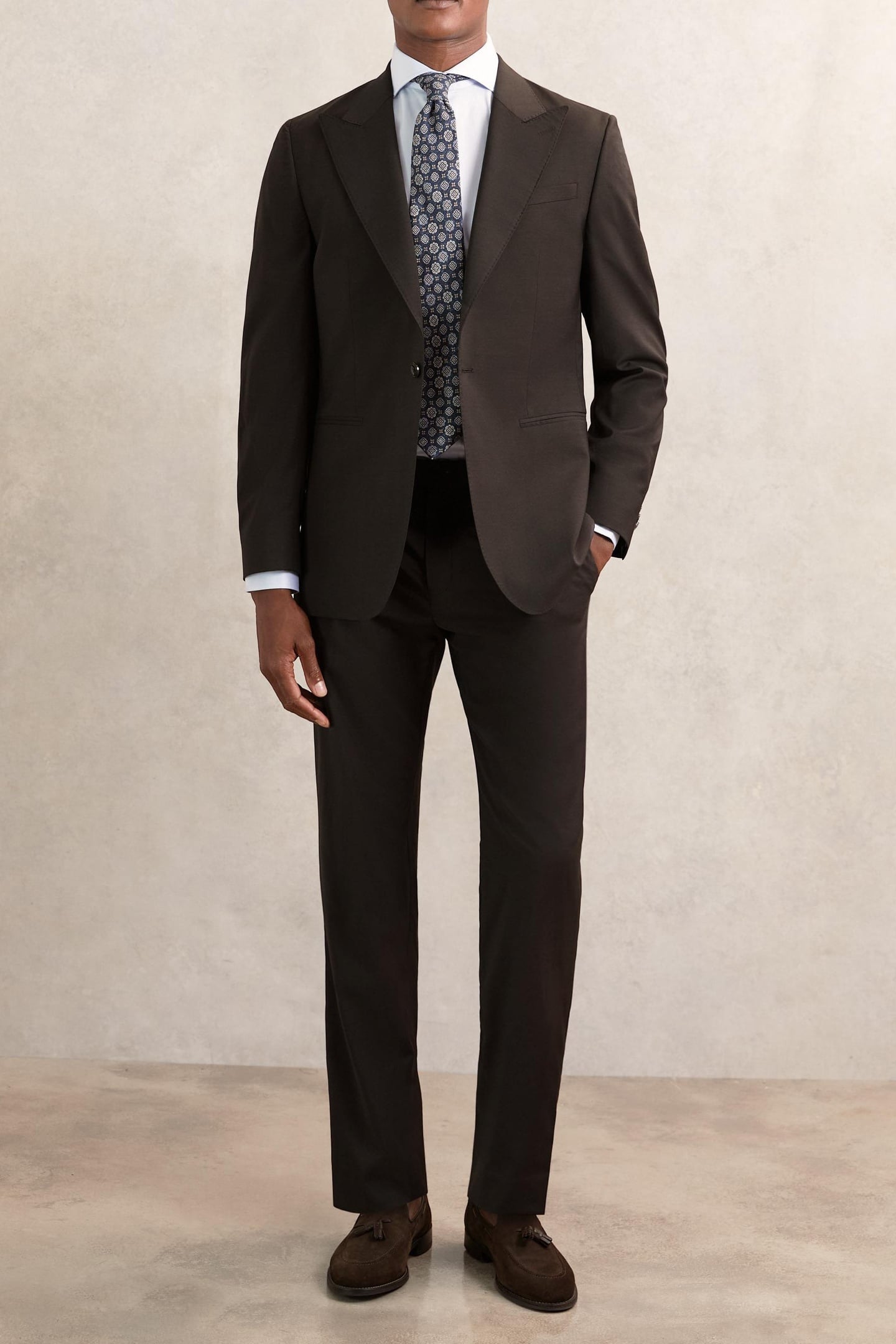 PLAIN WOOL MIXER TROUSER CHOCOLATE BROWN 3