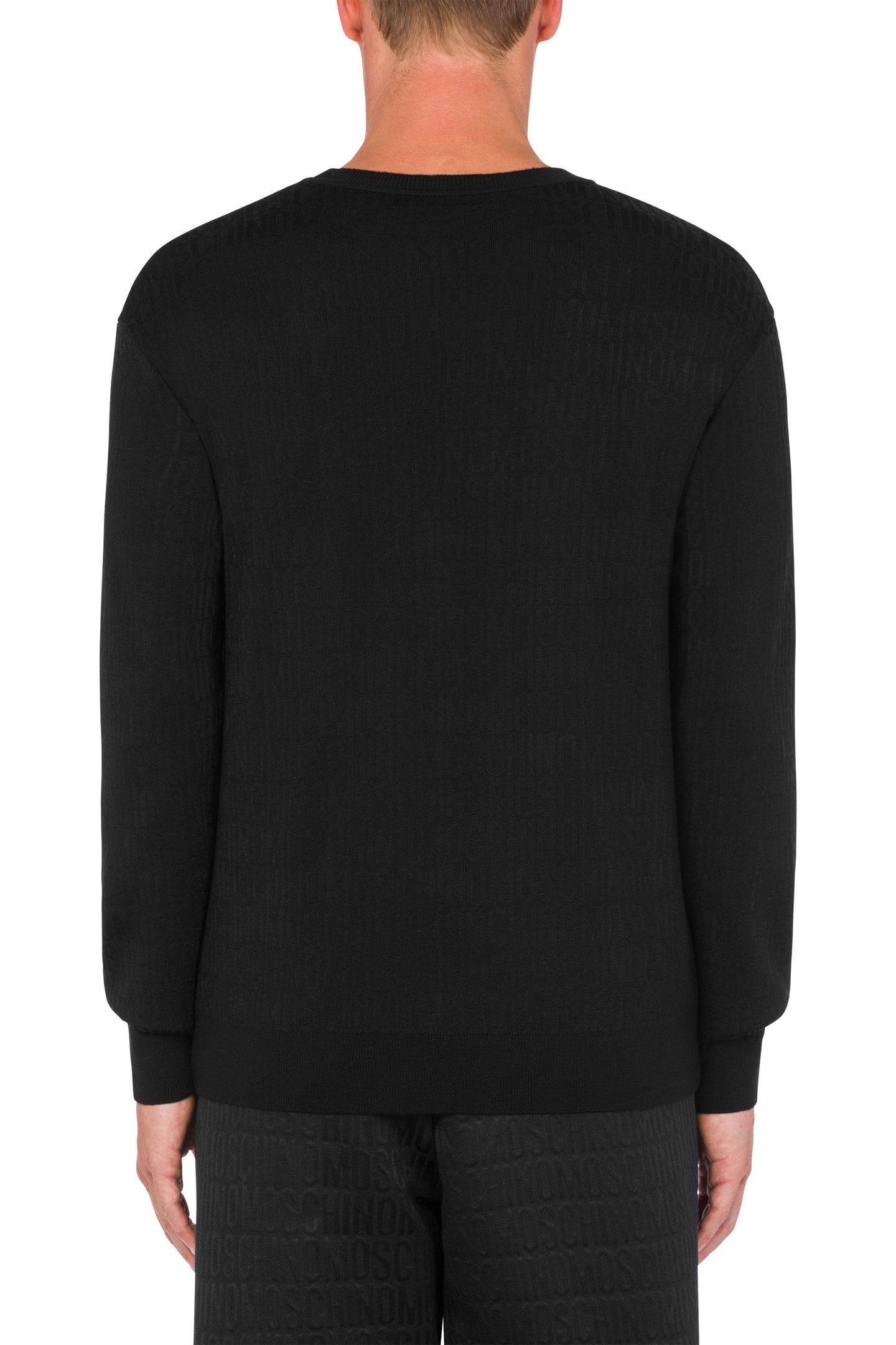 ALLOVER LOGO JACQUARD WOOL PULLOVER BLACK 2