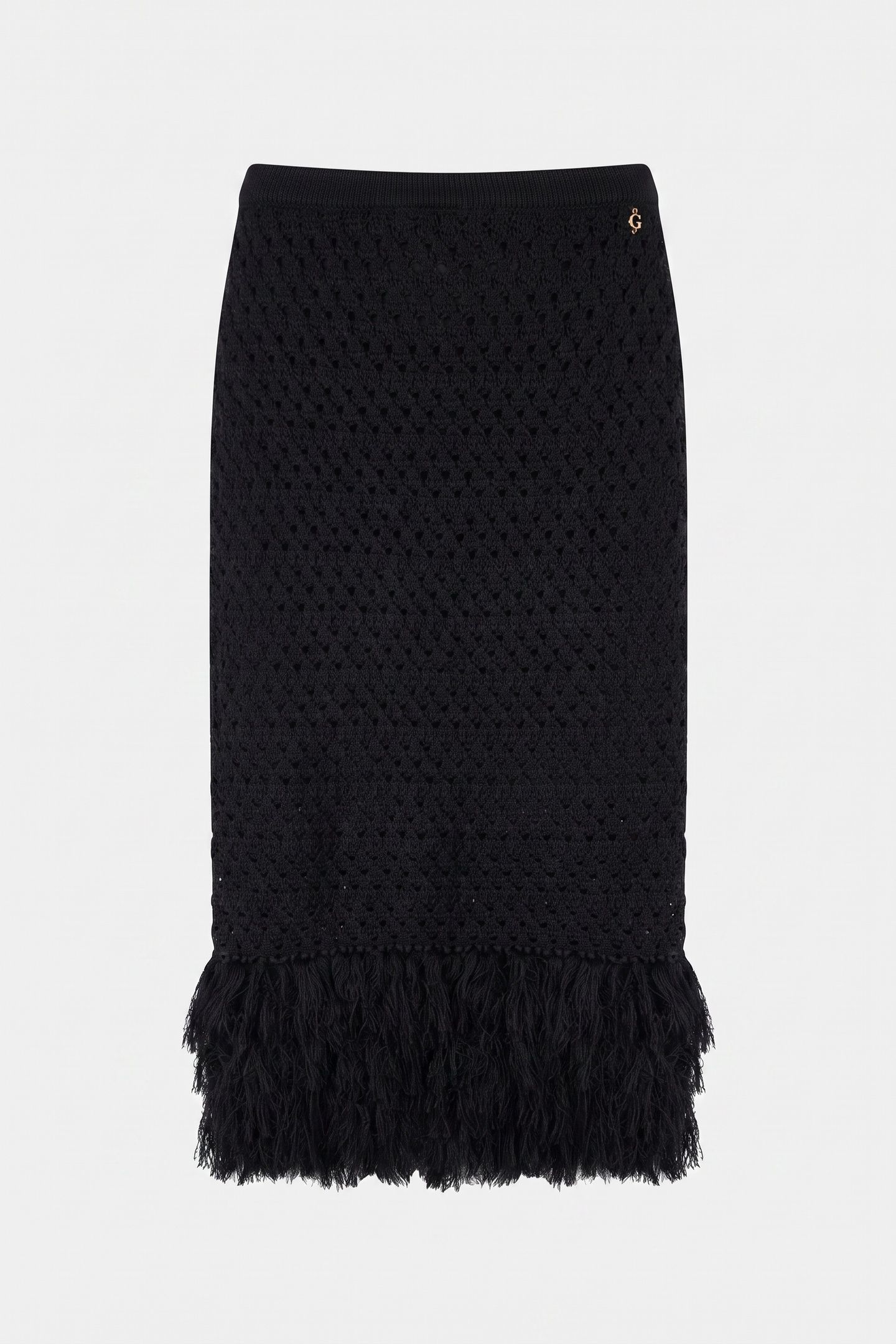LUCA FRINGED HEM MID JET BLACK A996 3