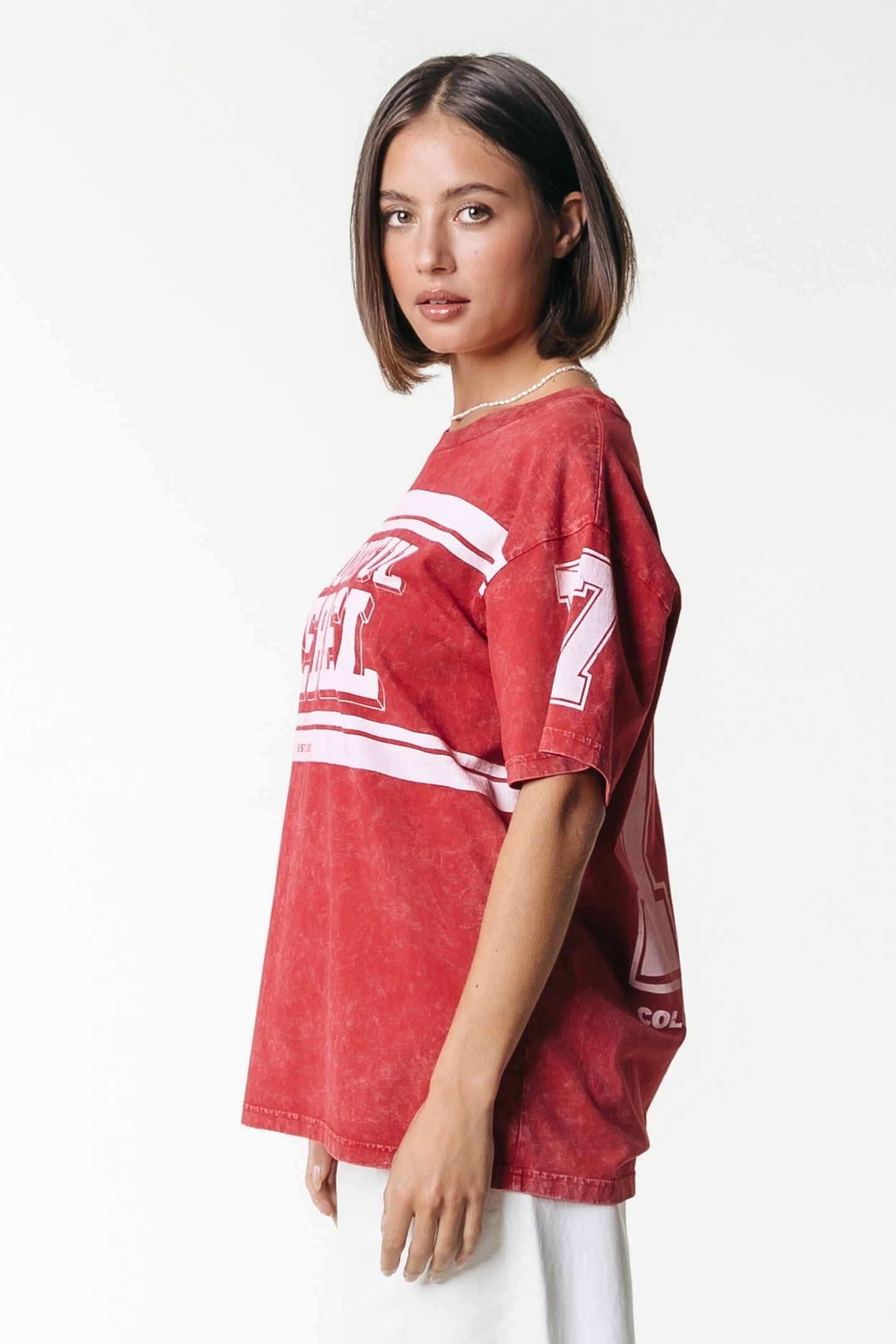 LOGO BLOCK ACID WASH LOOSEFIT TEE RACING RED 3