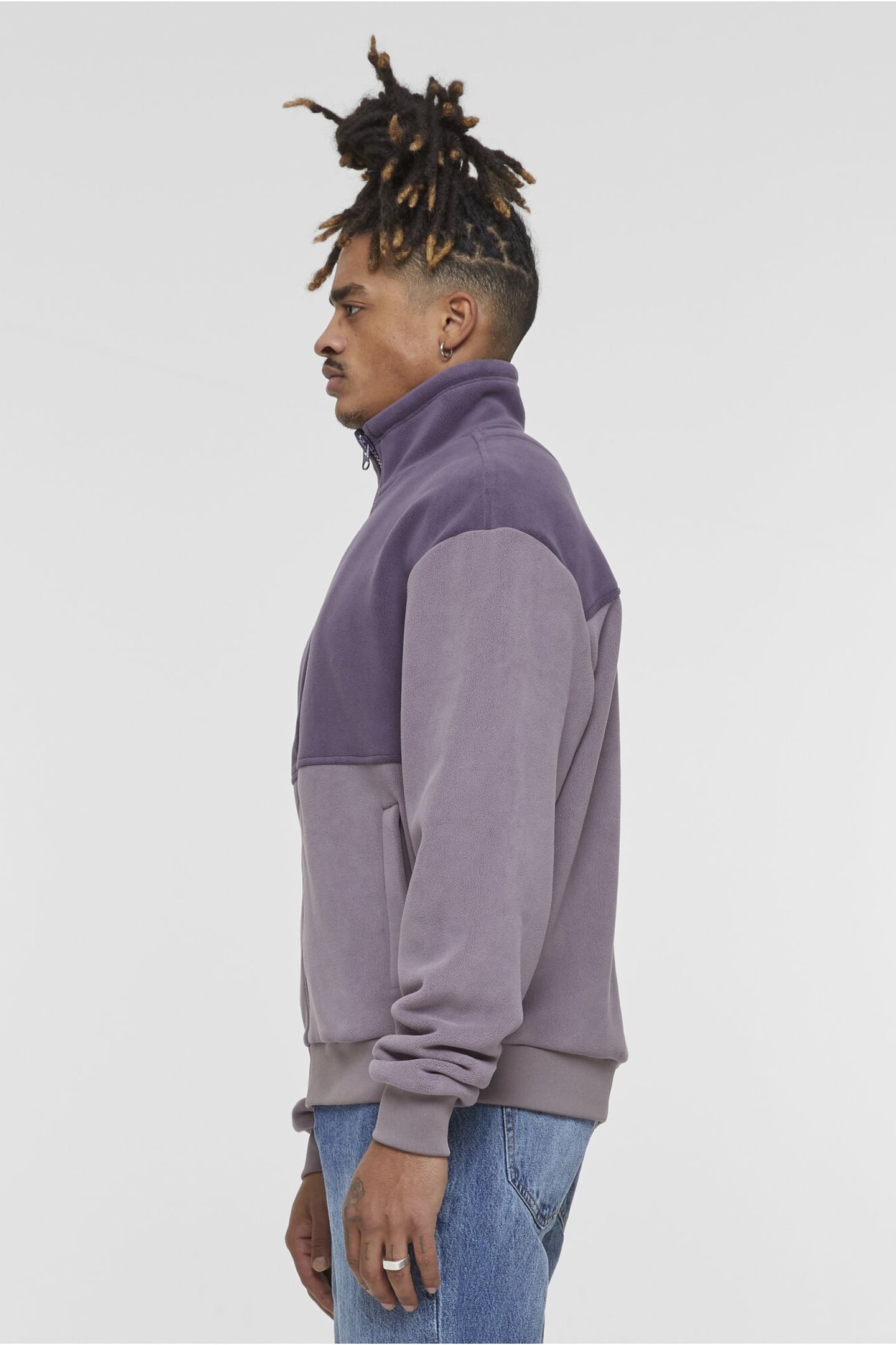 COLOUR BLOCK POLAR FLEECE JACKET PURPLENIGHT/FADEDPURPLE 3