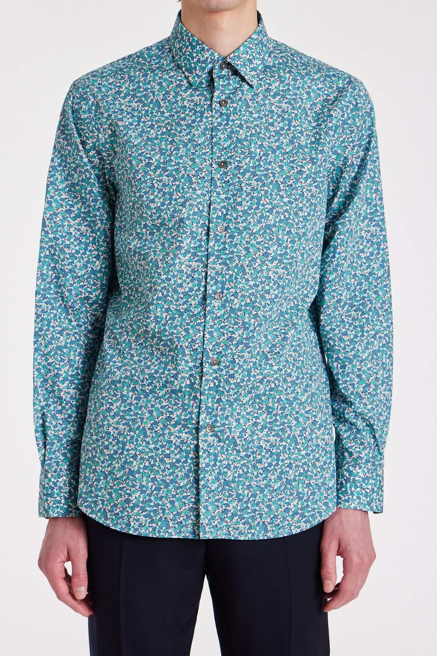 MENS S/C TAILORED FIT SHIRT PETROL GREEN 1