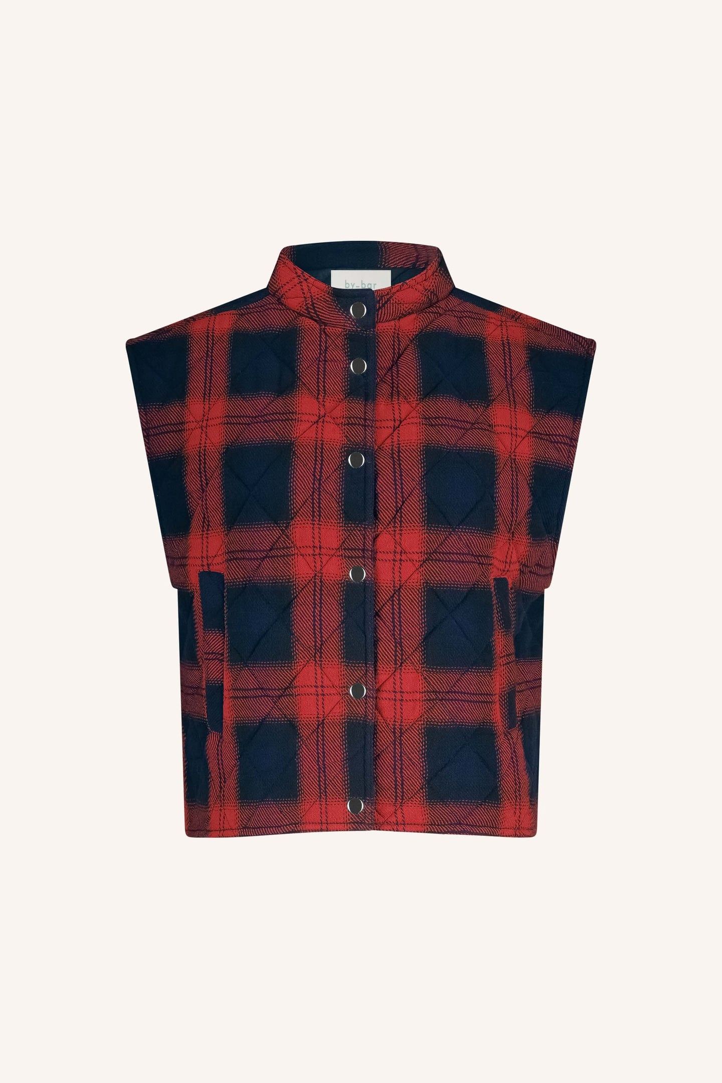 MAVE RED CHECK SLEEVELESS JACKET POPPY CHECK 6
