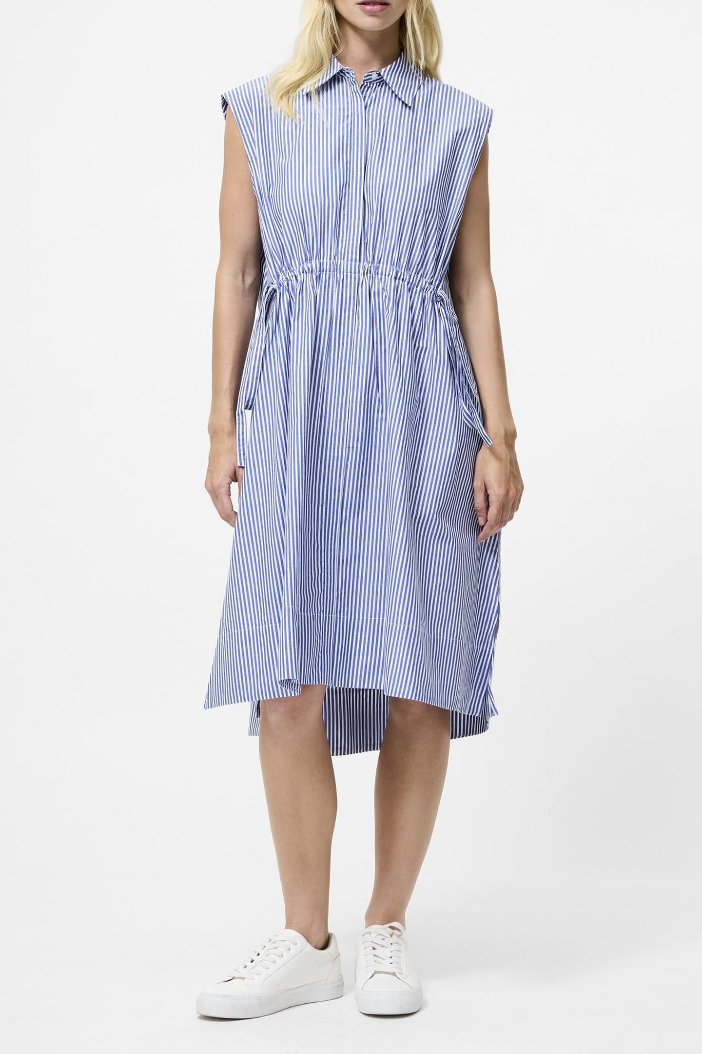 RHODES STRIPE S/LESS DRESS LINEN WHITE/MARINE 2