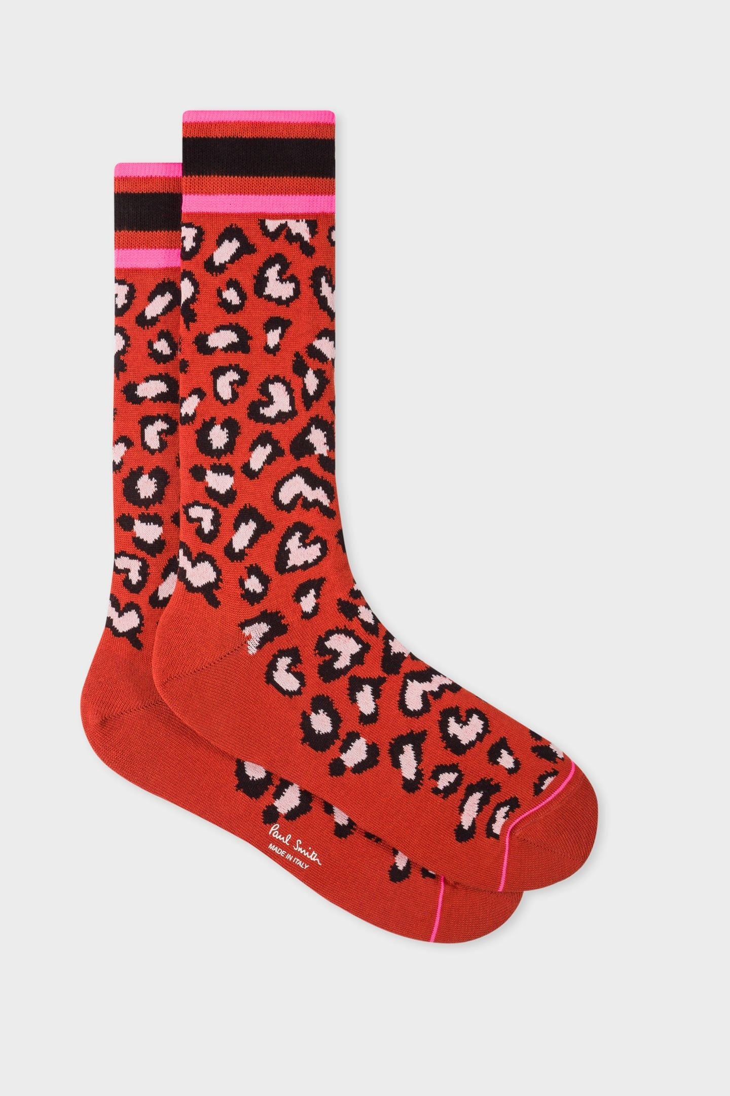 MEN SOCK NEON LEOPARD RED 1