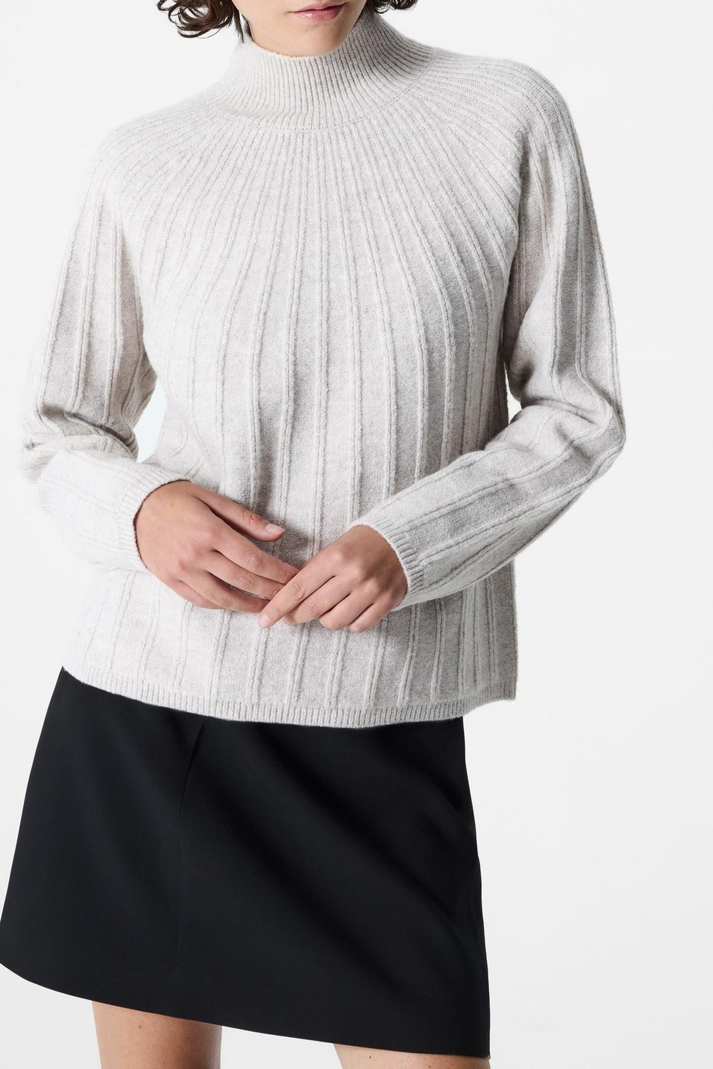 KEZIA RECYCLED MOCK RIB JUMPER PEBBLE NEUTRAL 1