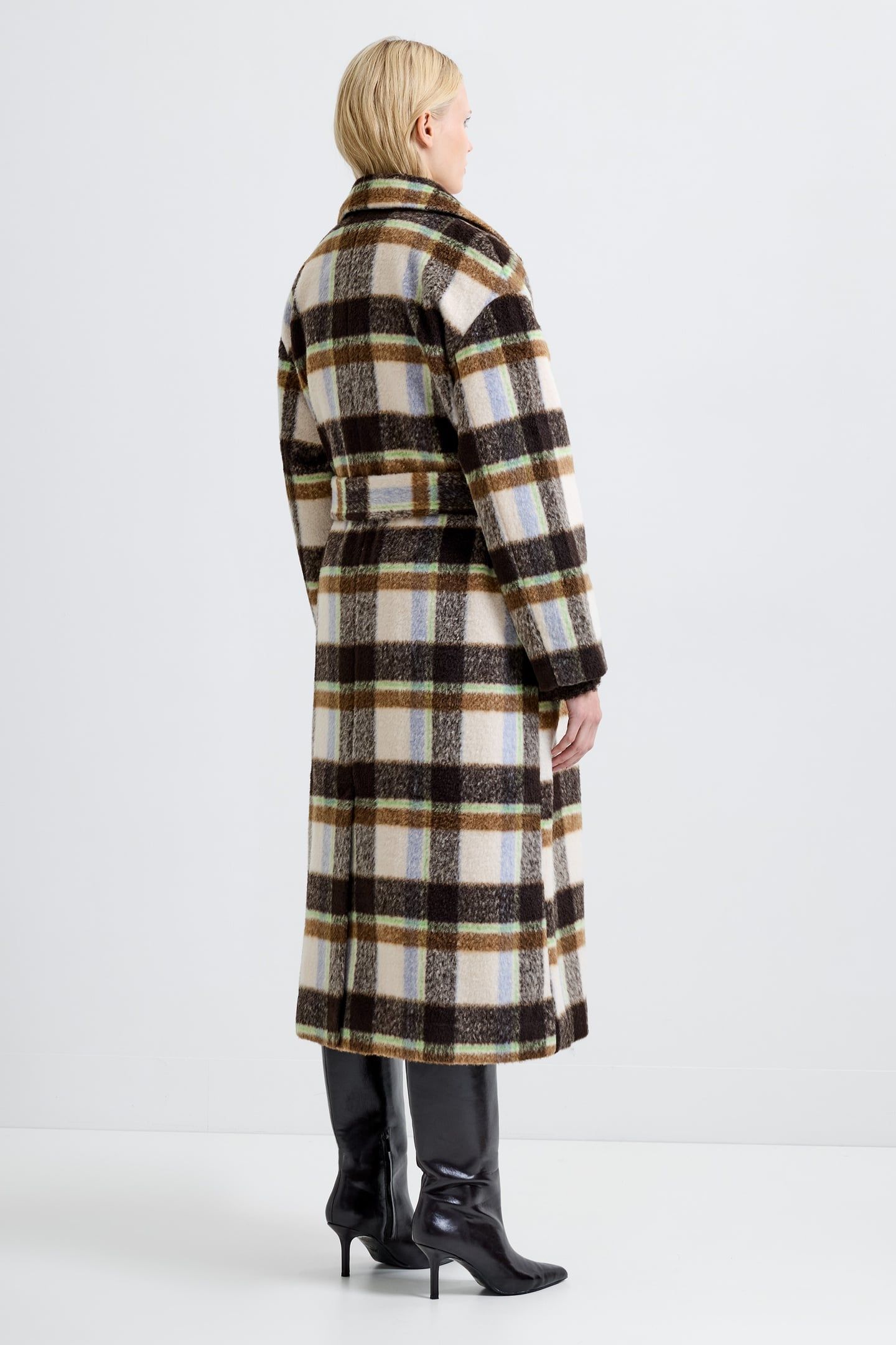 REMI BELTED COAT BROWN MULTI 3