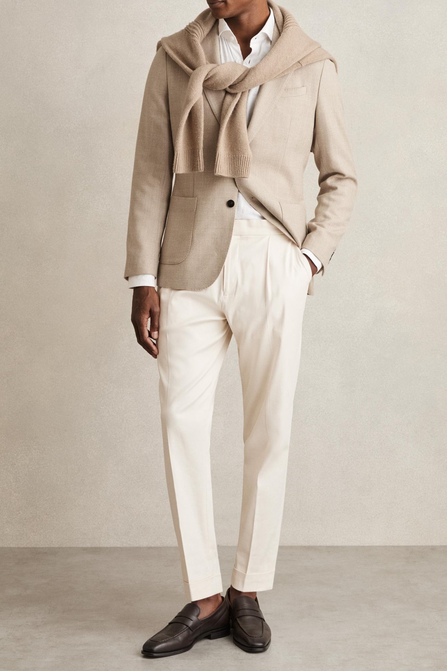SB 2B NOTCH TEXTURED BLAZER OATMEAL 1