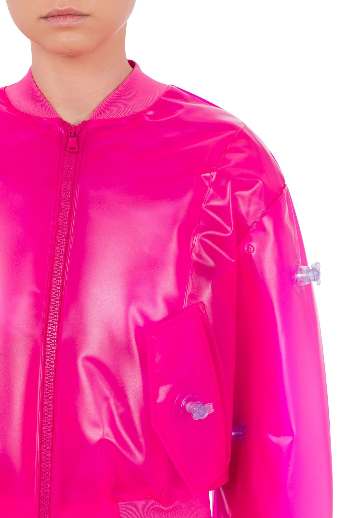 INFLATABLE TRANSPARENT PVC BOMBER JACKET PINK 4