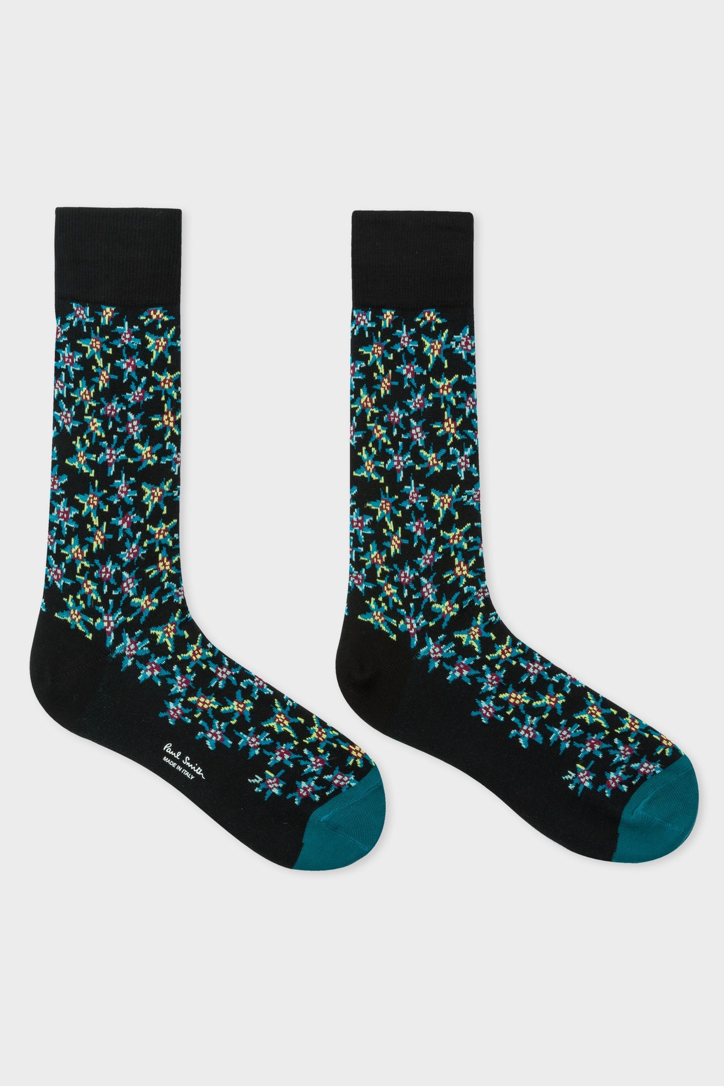 MEN SOCK TORN FLORAL BLACK 2