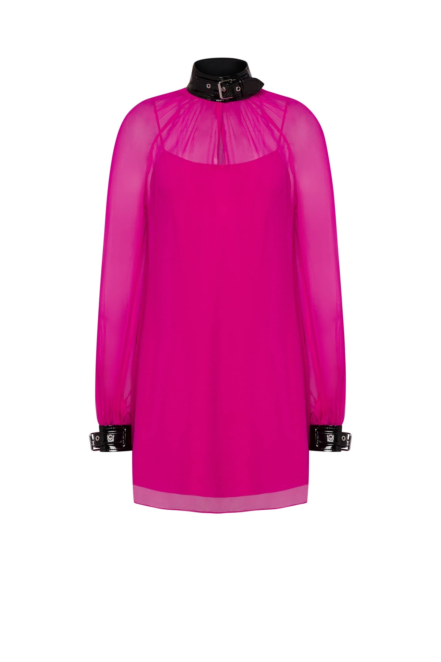 SILK CHIFFON BONDAGE BUCKLE DRESS PINK 3