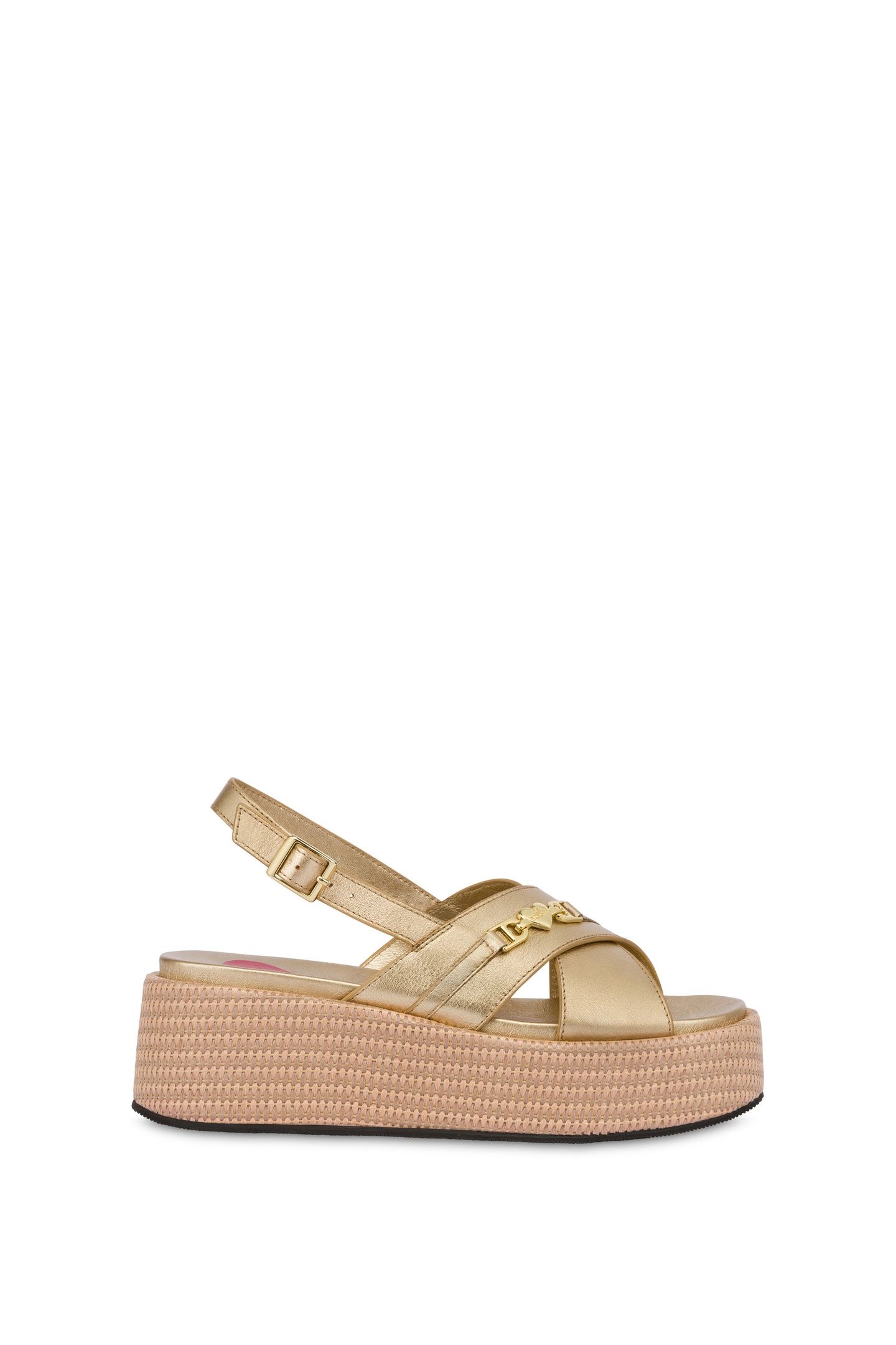 FLATFORM SANDALS IN LAMINATED NAPPA LEATHER GOLD 1