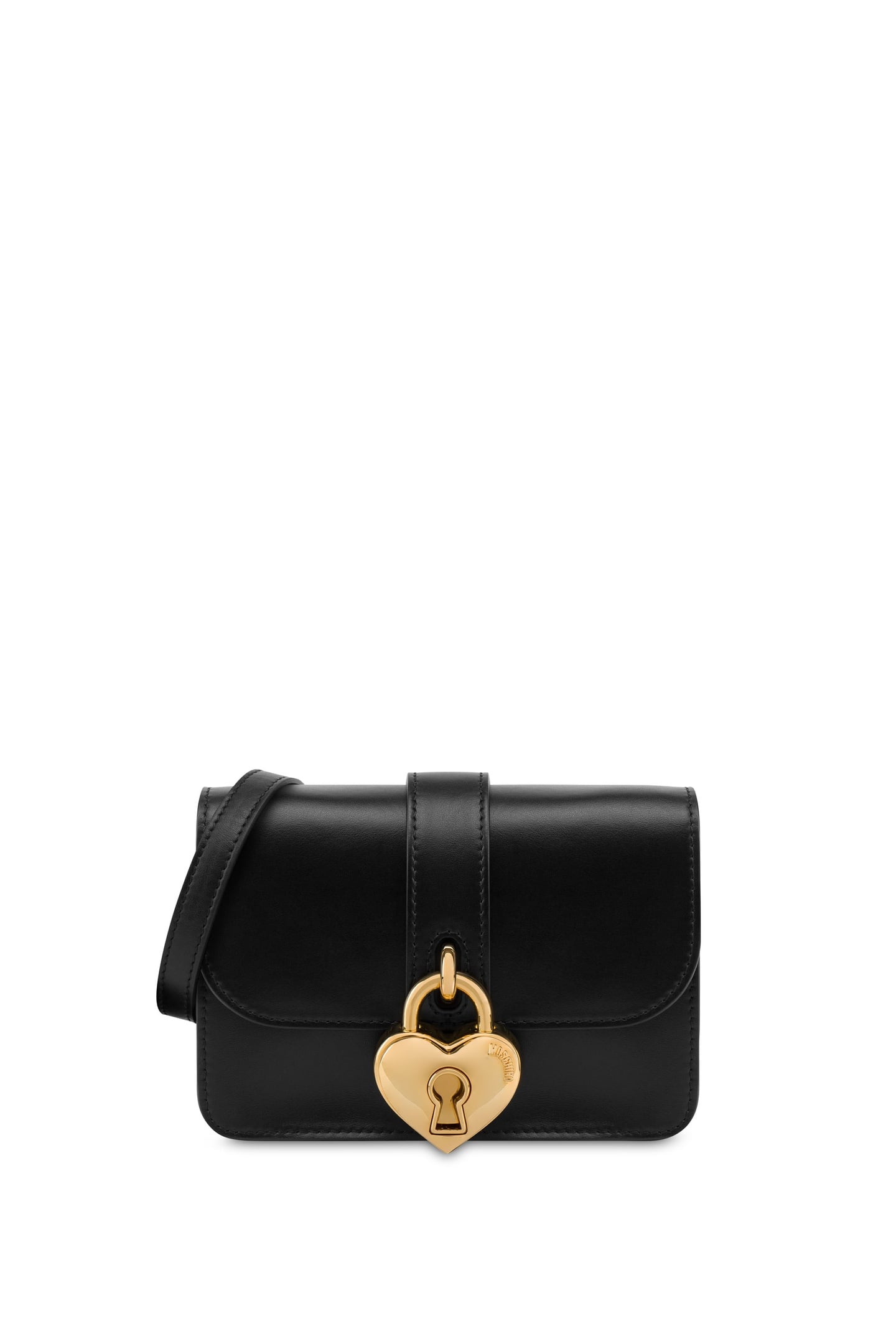 HEART LOCK CALFSKIN SHOULDER BAG BLACK 1