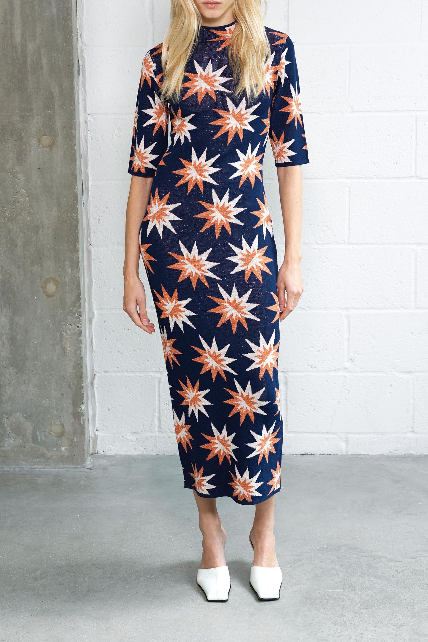 IMELDA STAR JACQUARD KNIT DRES EVENING BLUE MULTI 1