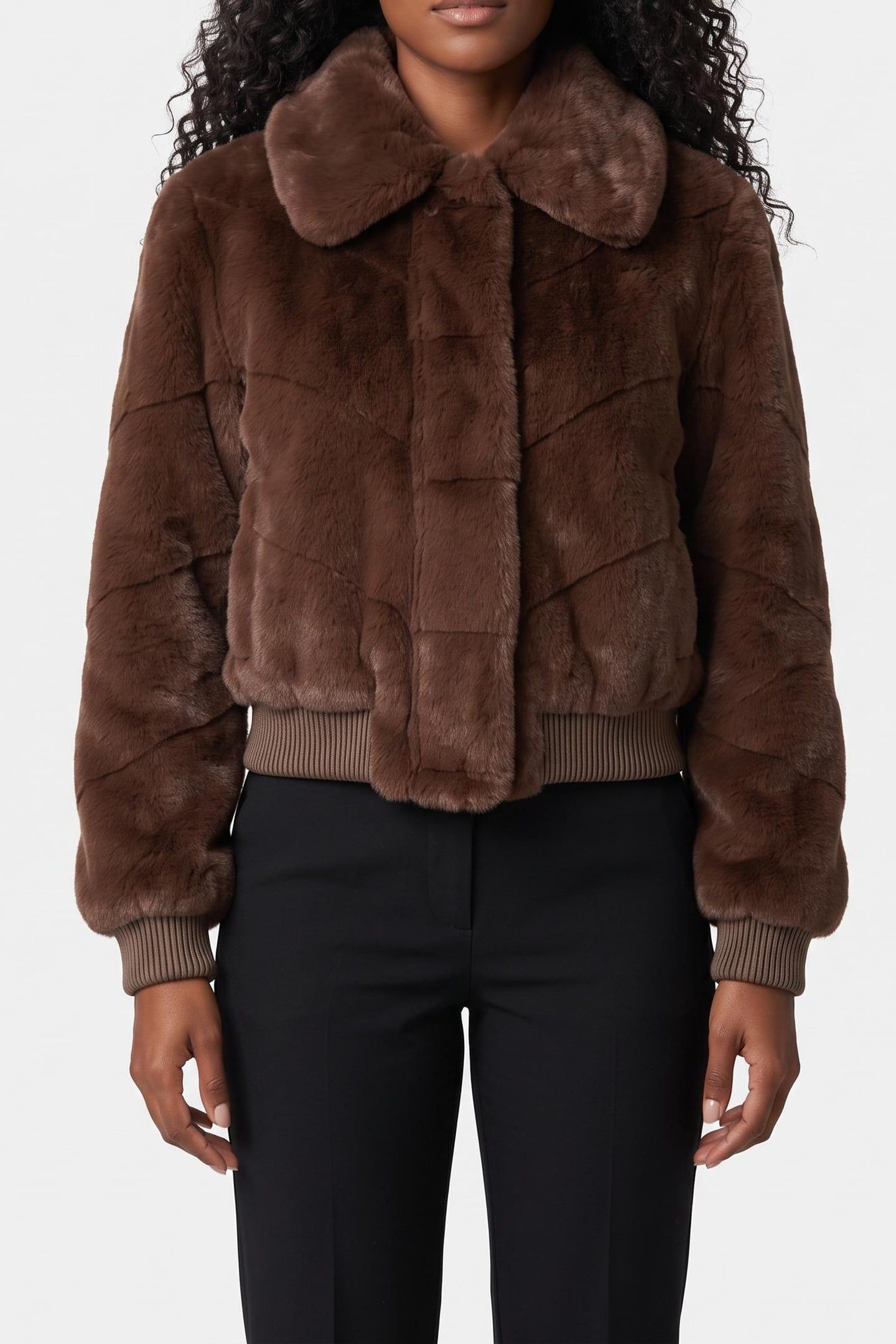 MAYA FAUX FUR JACKET CHOCOLATE BROWNIE MU 1