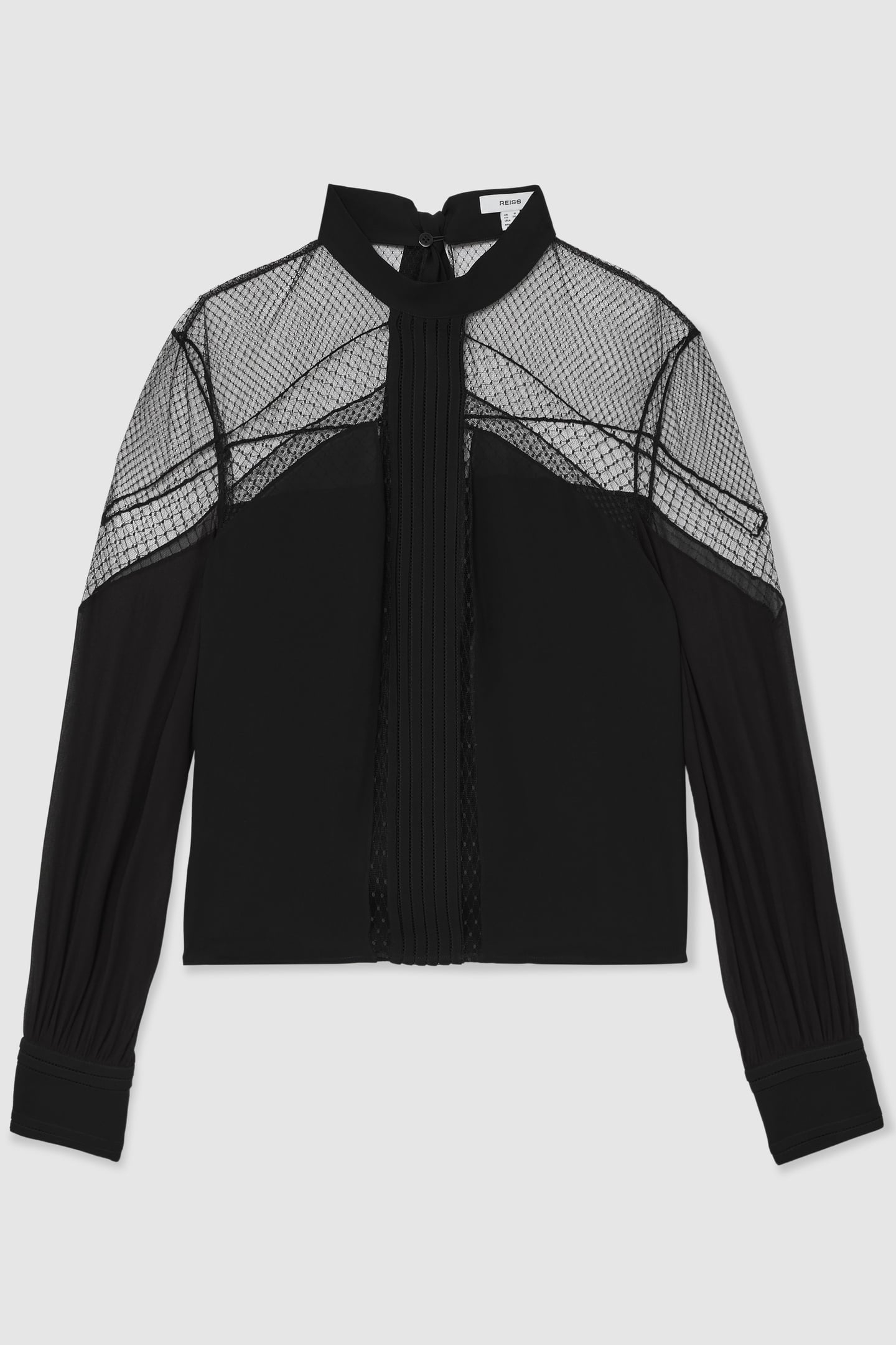 LACE INSERT BLOUSE BLACK 5