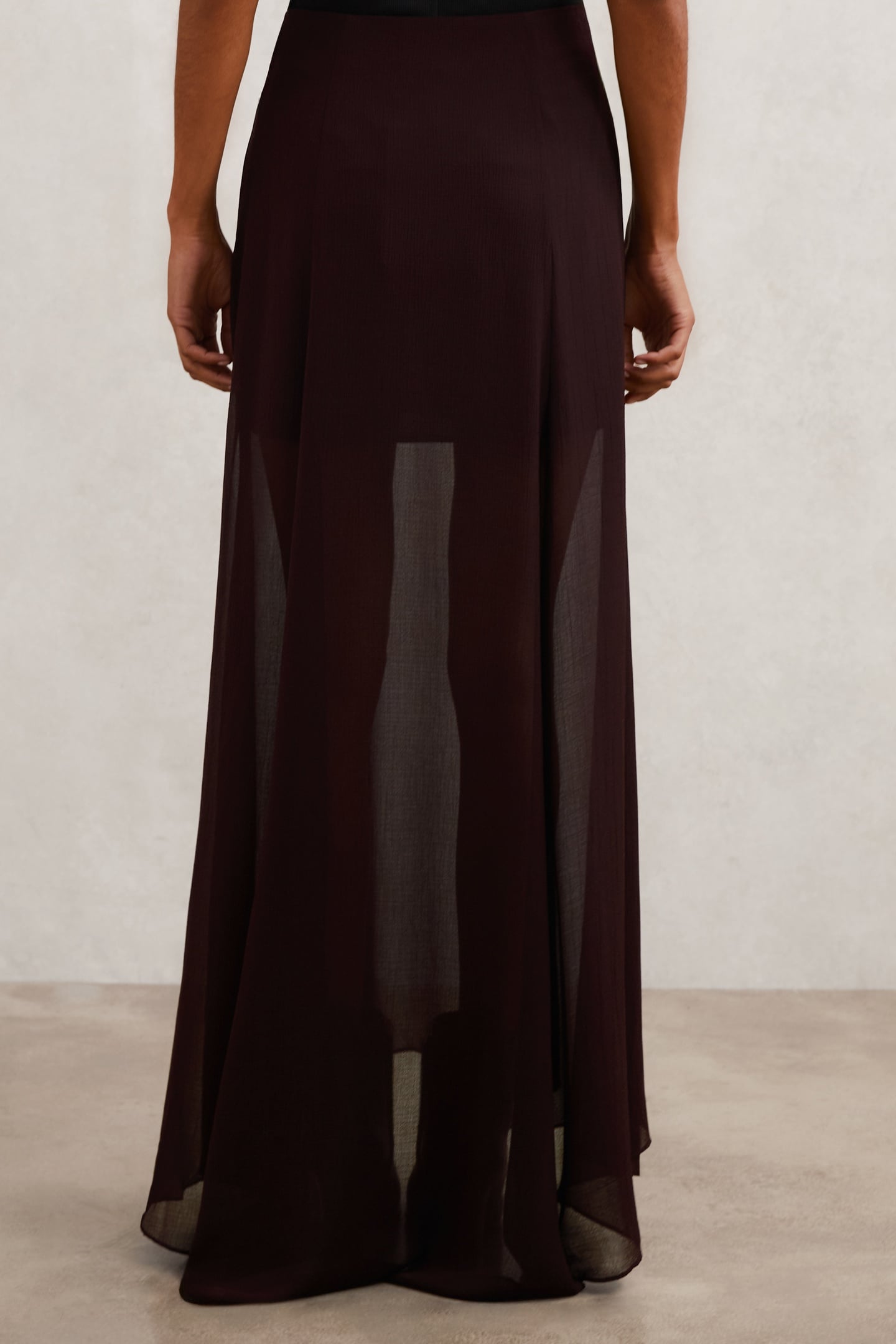 SHEER MAXI SKIRT CHOCOLATE BROWN 4