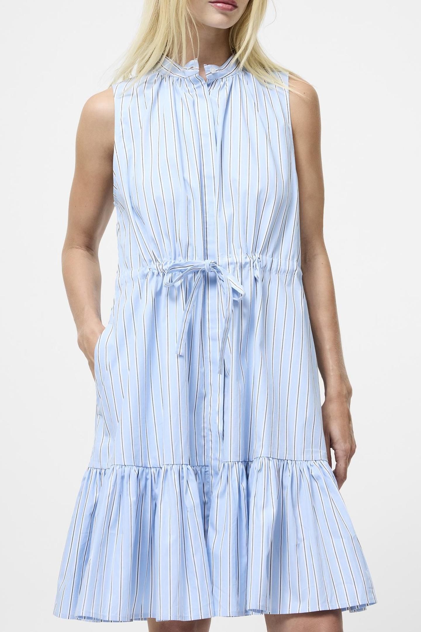 CAMBRIA COTTON STRIPED DRESS ARCTIC BLUE/LINEN WH 1