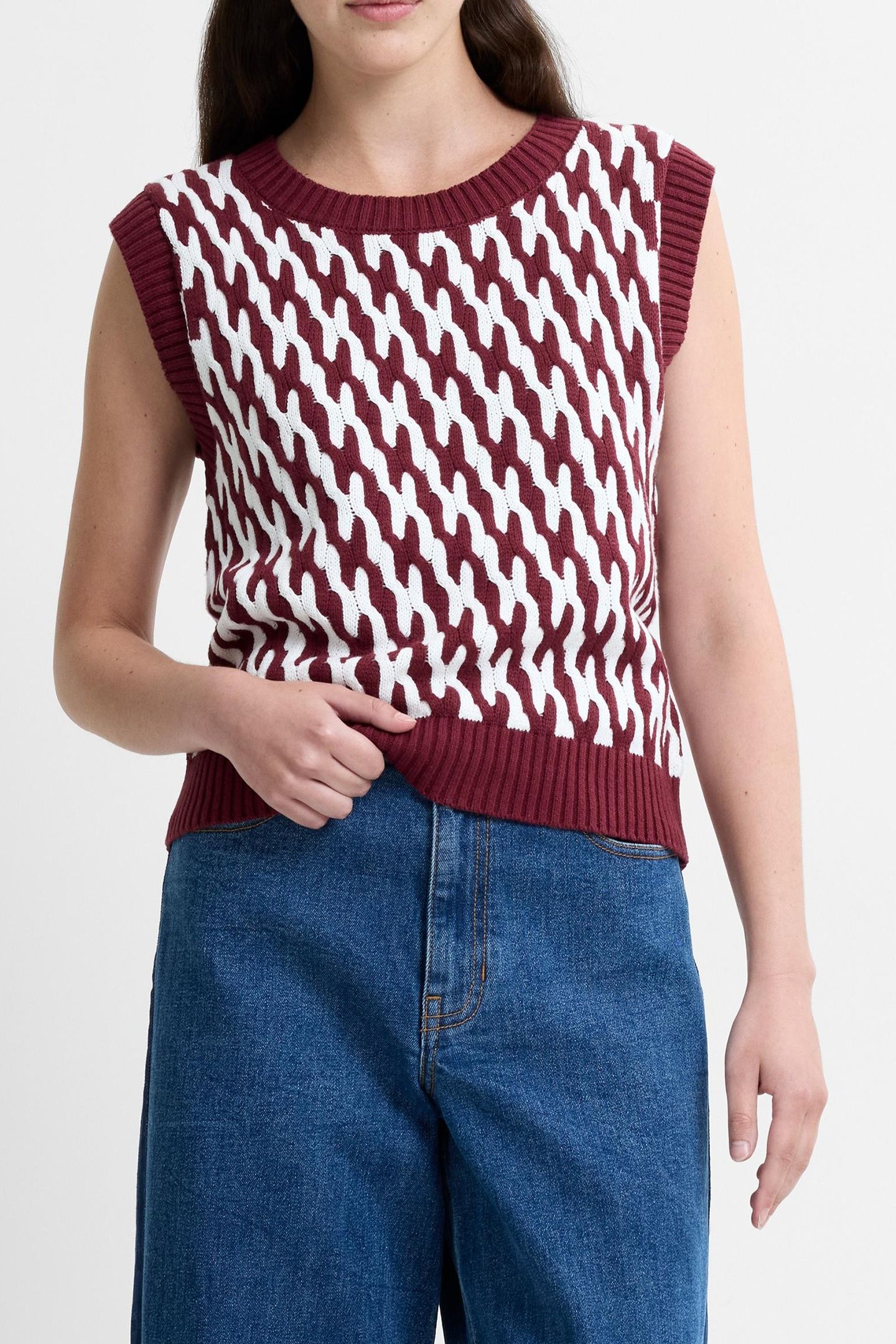 KLARA FLEC STRIPED VEST PORCELAIN /BORDEAUX 2