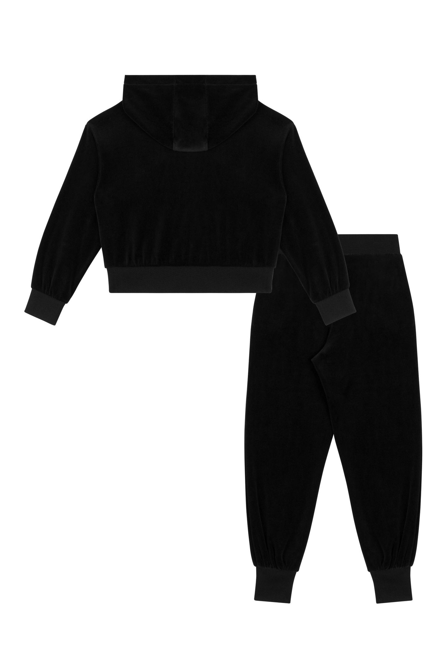 GIRL'S HEART TEDDY BEAR FLEECE JUMPSUIT SET BLACK 2