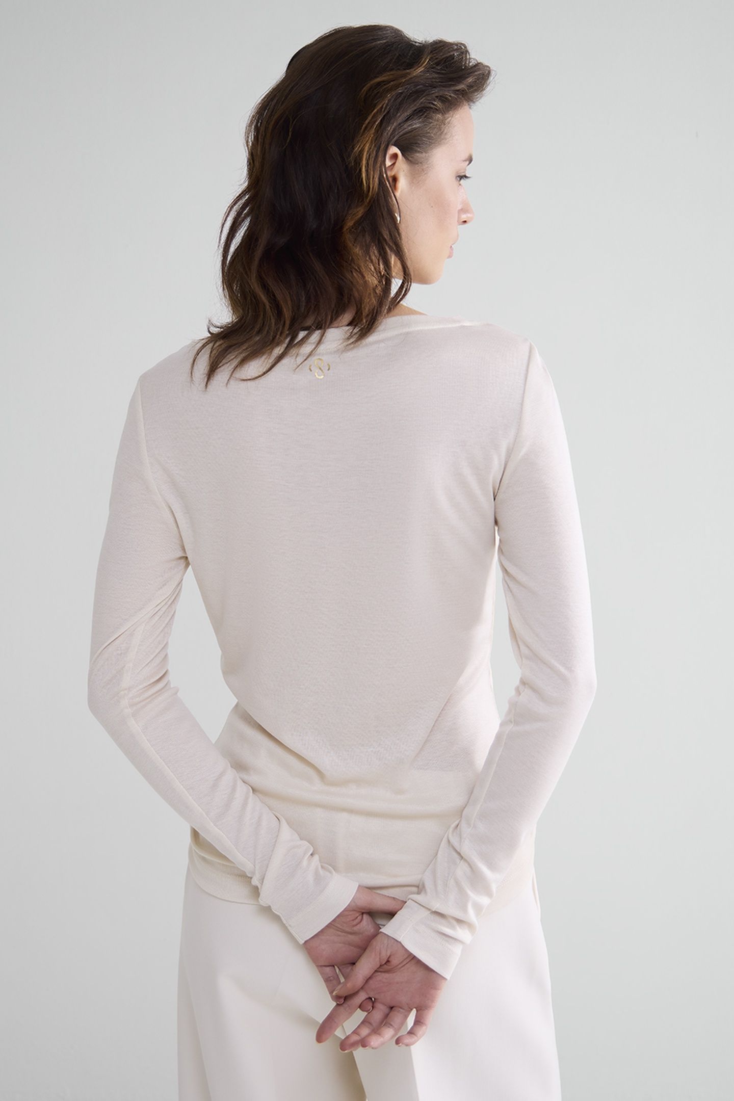 BOAT NECK TOP SHEER JERSEY SOLID IVORY 2