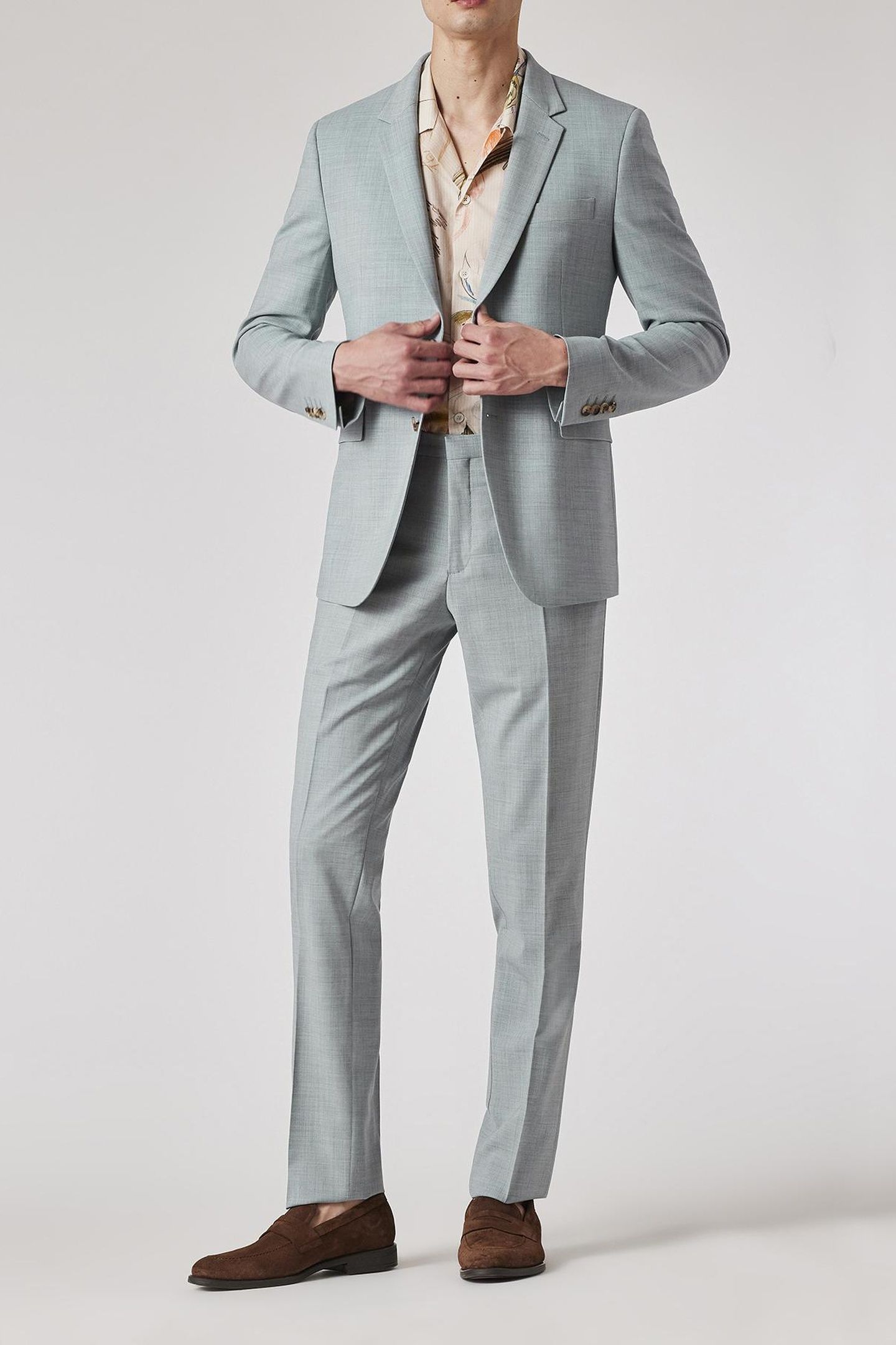 MENS SLIM FIT 2BTN SUIT LIGHT BLUE 2