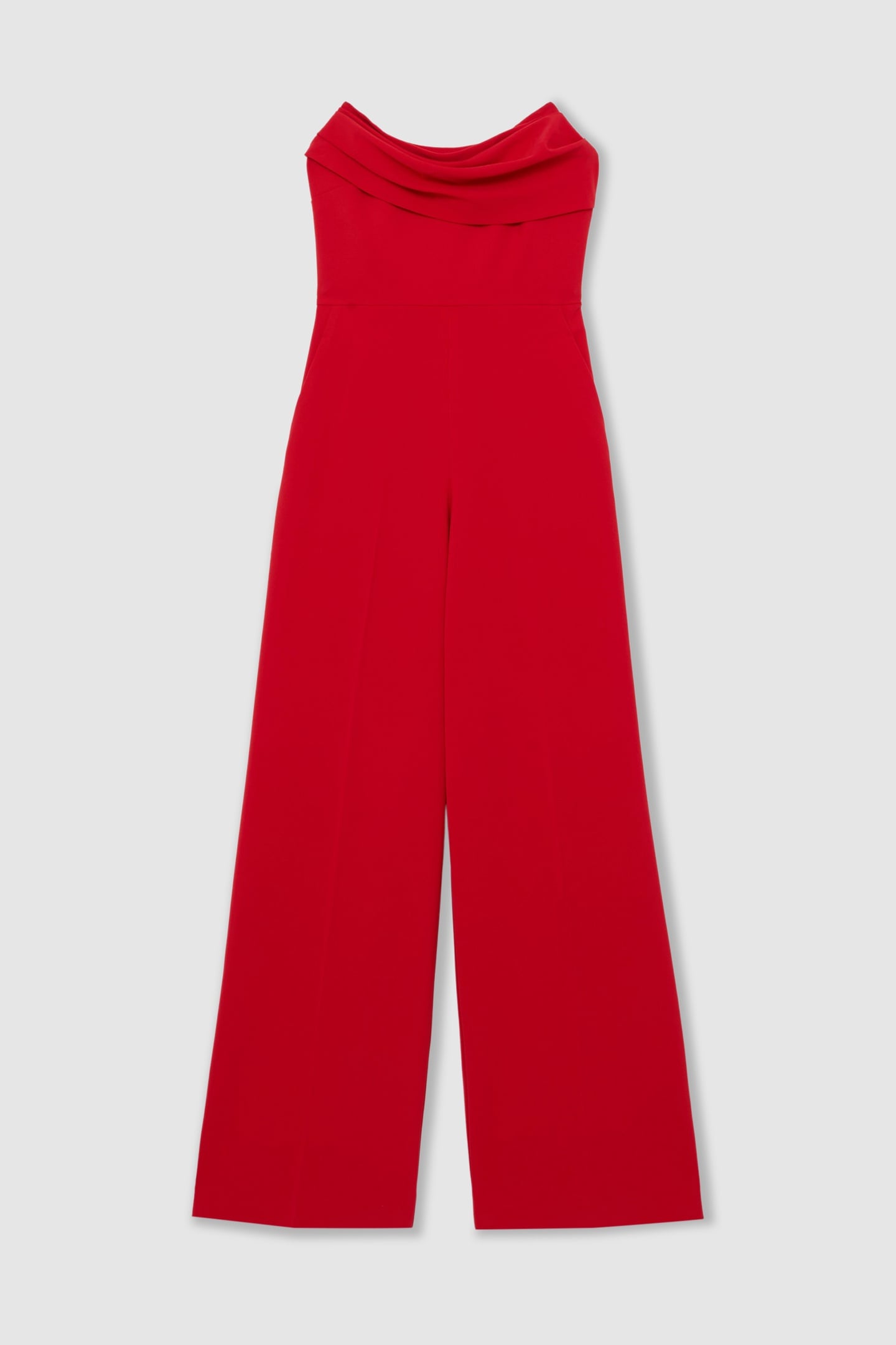 STRUCTURED BANDEAU JUMPSUIT RED 4
