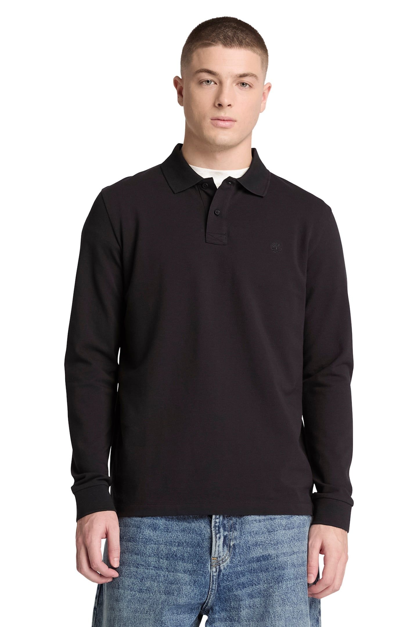 OYSTER RIVER CHEST LOGO LS POLO REGULAR BLACK 1